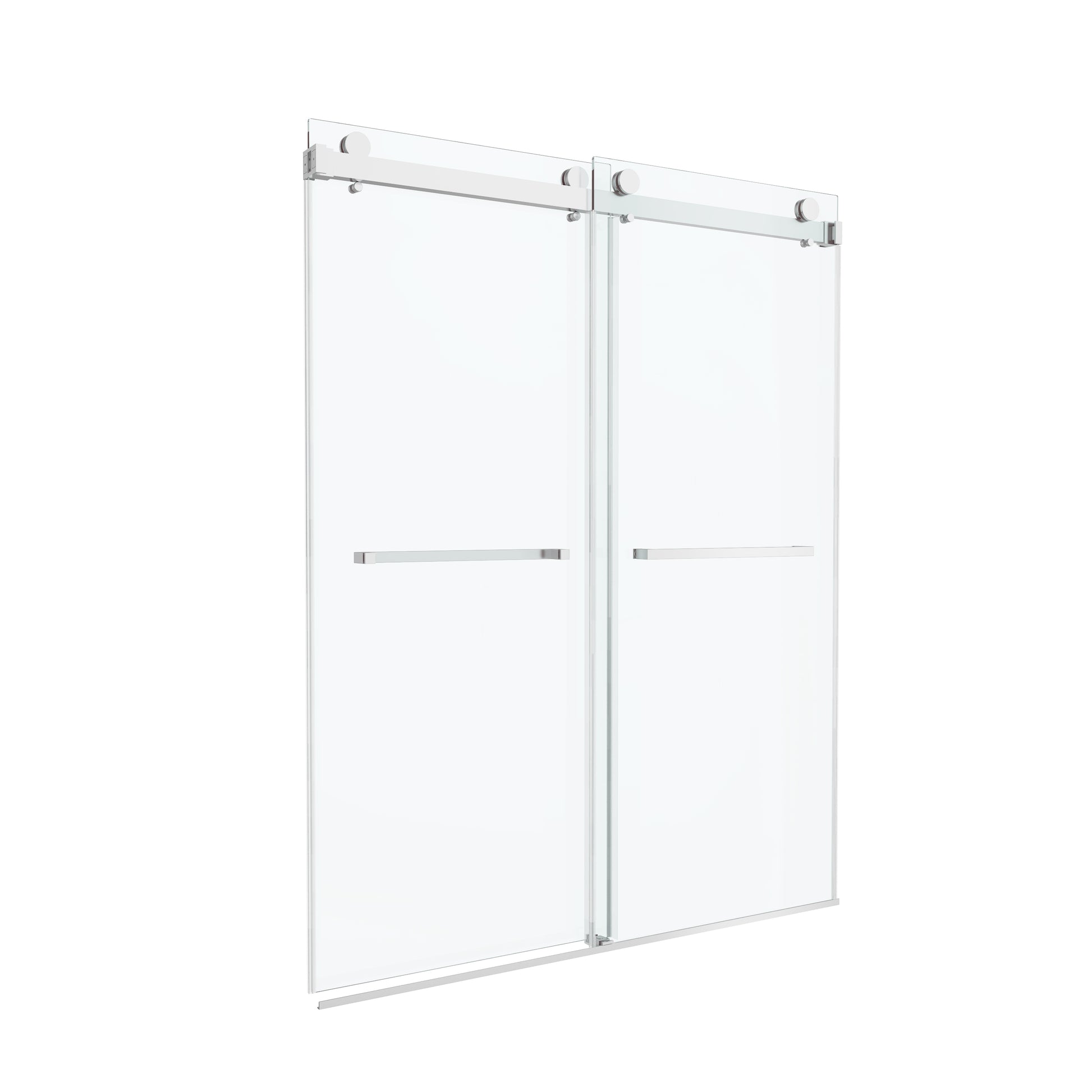 60"x76" Frameless Sliding Shower Door with Soft Close and Clear Tempered Glass