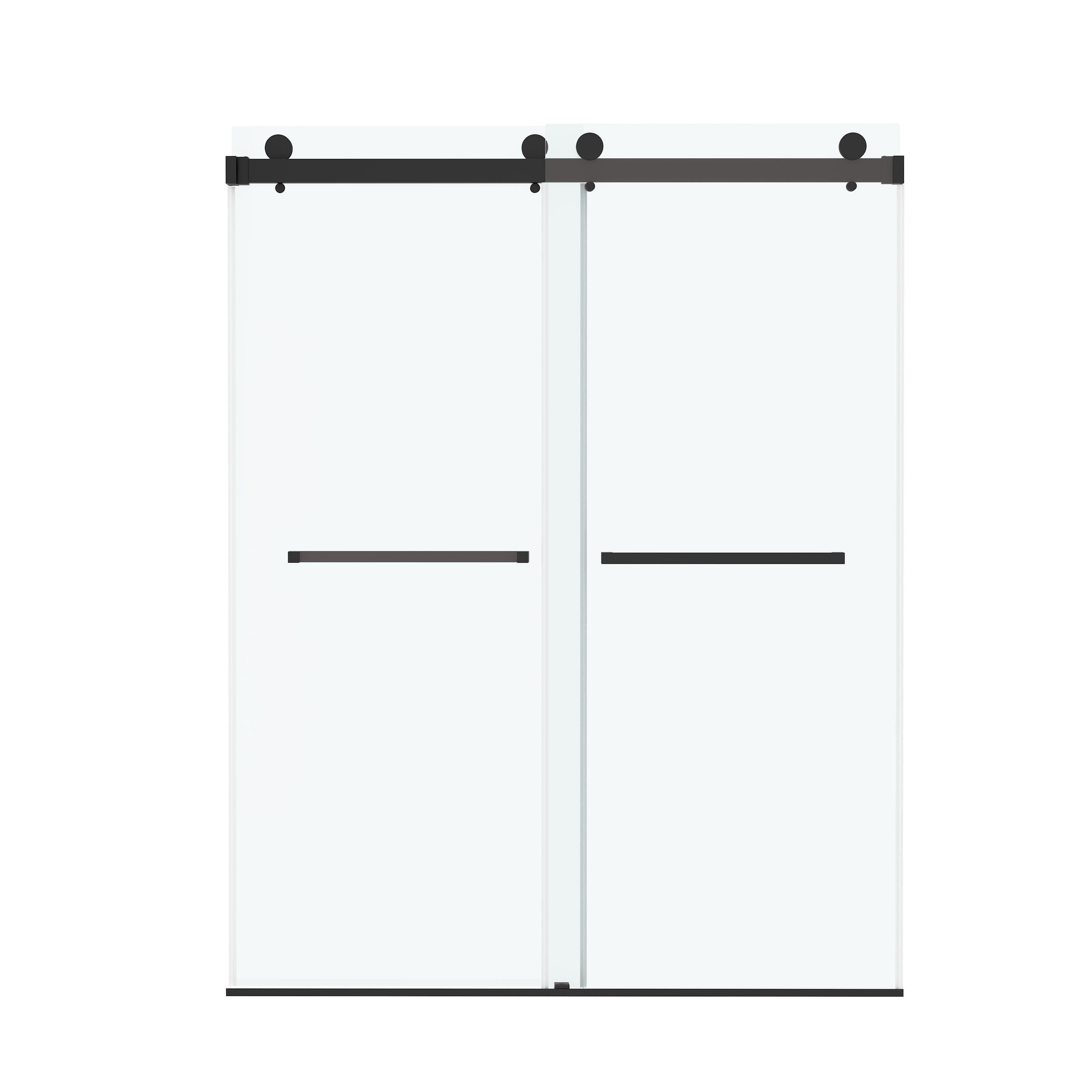 60"x76" Frameless Sliding Shower Door with Soft Close and Clear Tempered Glass