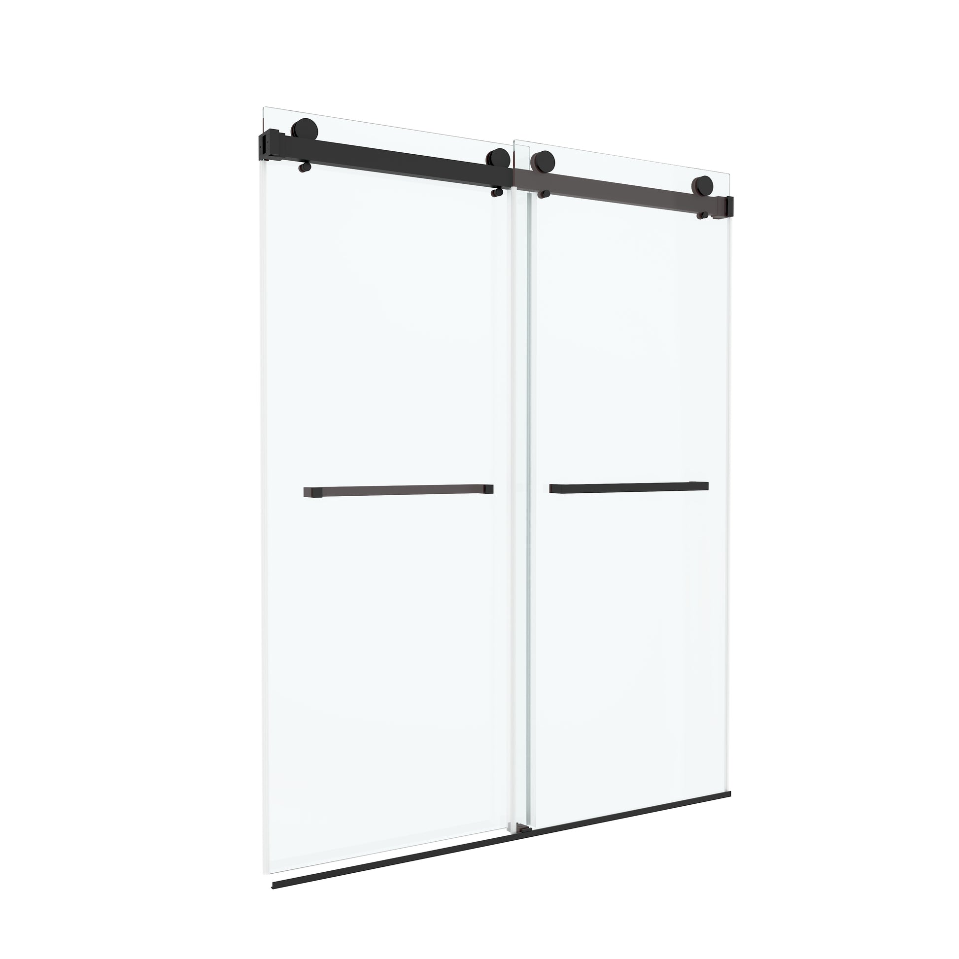 60"x76" Frameless Sliding Shower Door with Soft Close and Clear Tempered Glass