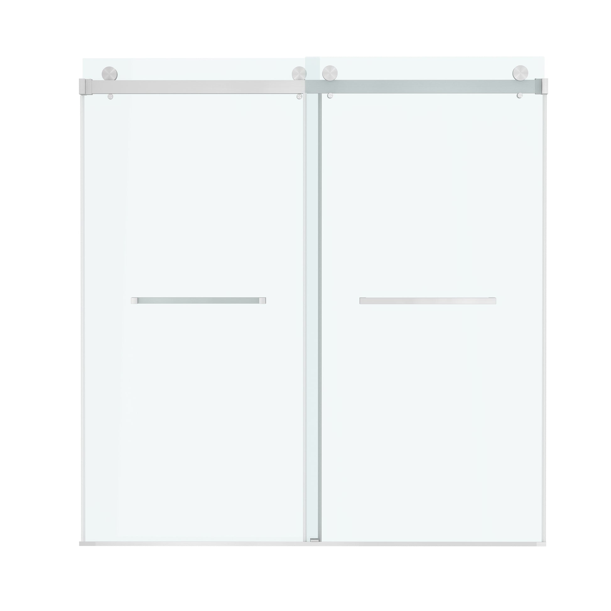 72"x76" Frameless Sliding Shower Door with Soft Close and Clear Tempered Glass