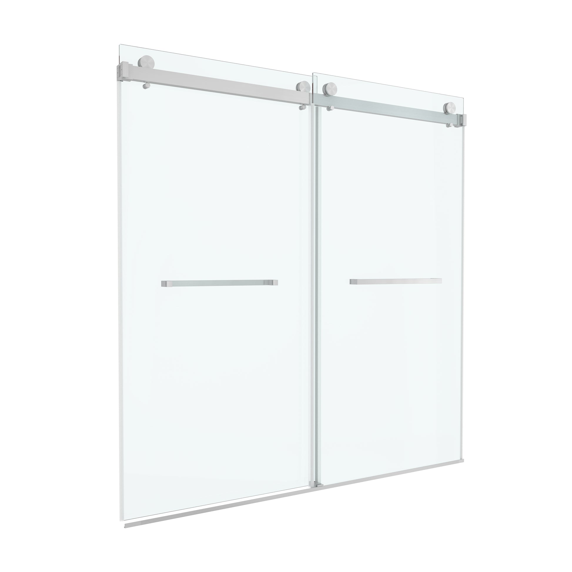 72"x76" Frameless Sliding Shower Door with Soft Close and Clear Tempered Glass