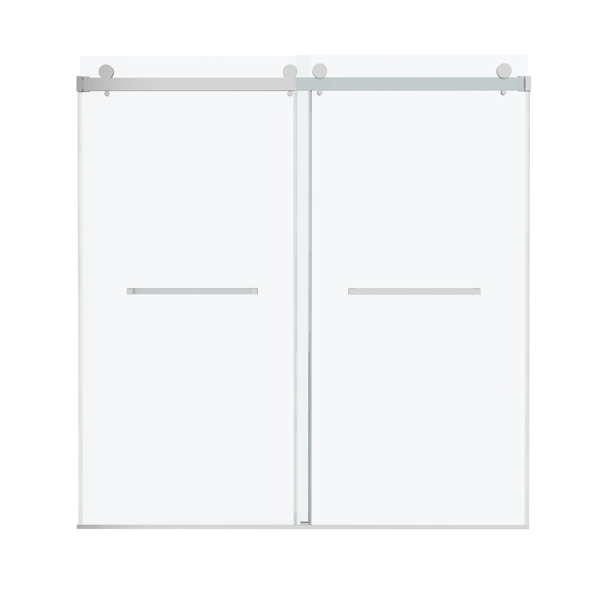 72"x76" Frameless Sliding Shower Door with Soft Close and Clear Tempered Glass