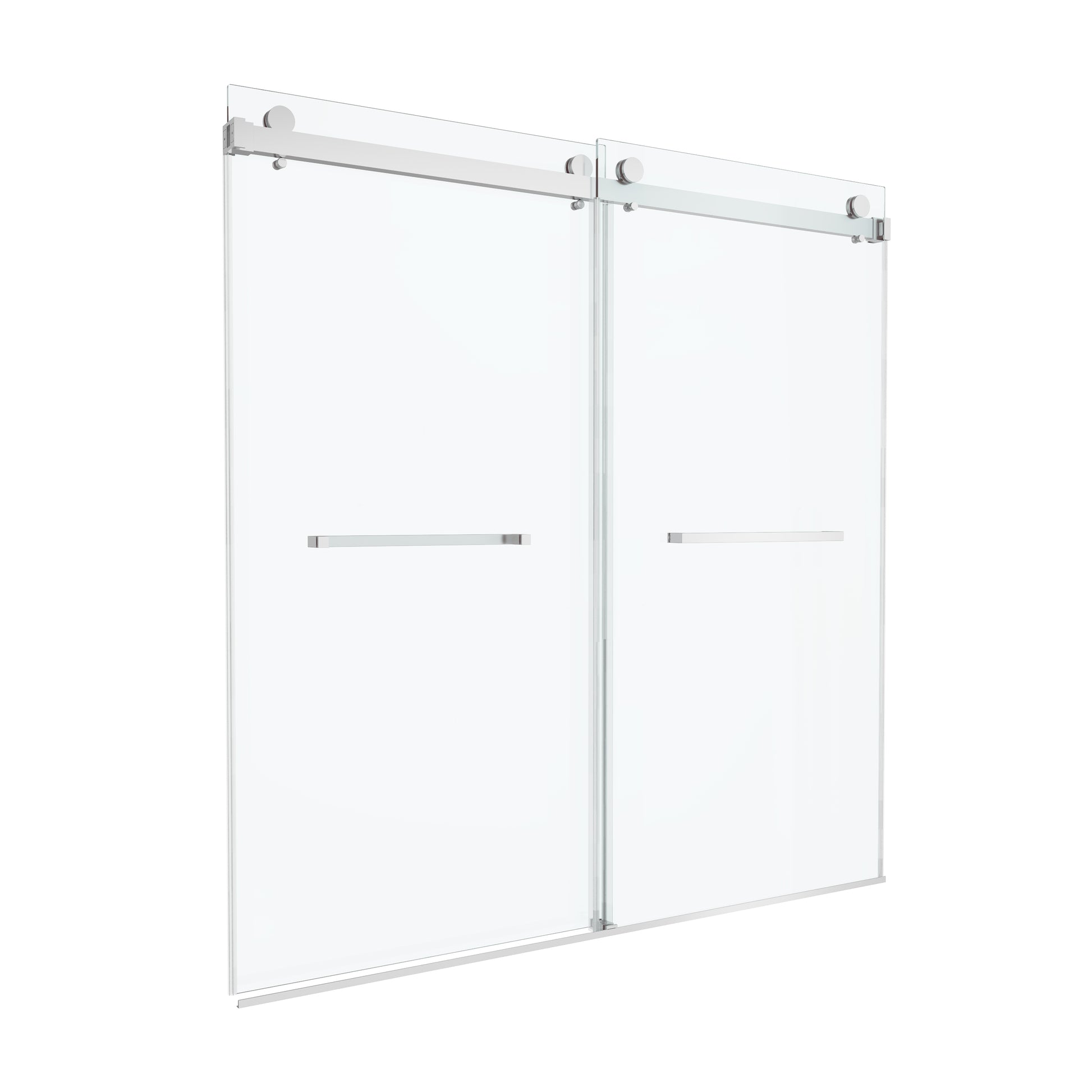 72"x76" Frameless Sliding Shower Door with Soft Close and Clear Tempered Glass