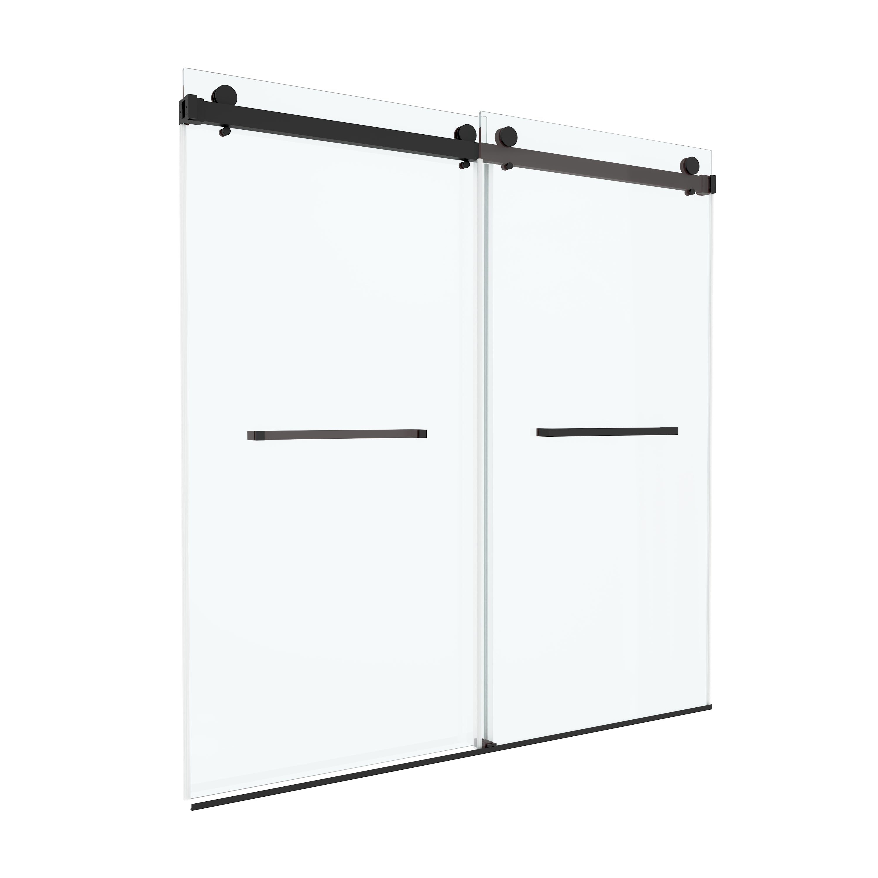 72"x76" Frameless Sliding Shower Door with Soft Close and Clear Tempered Glass