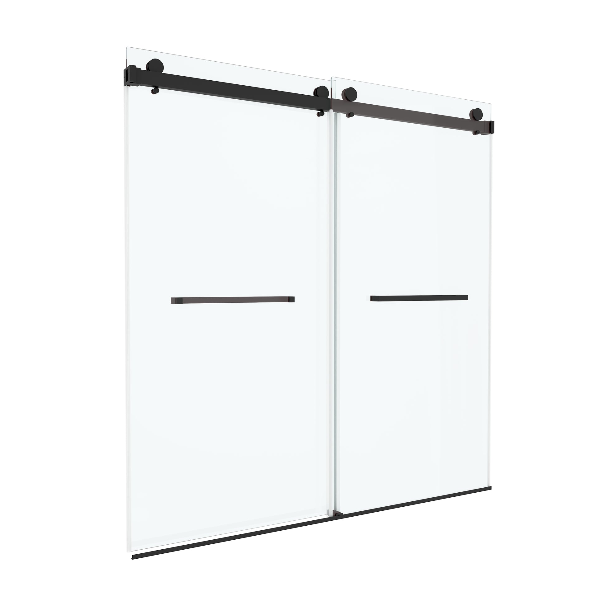 72"x76" Frameless Sliding Shower Door with Soft Close and Clear Tempered Glass