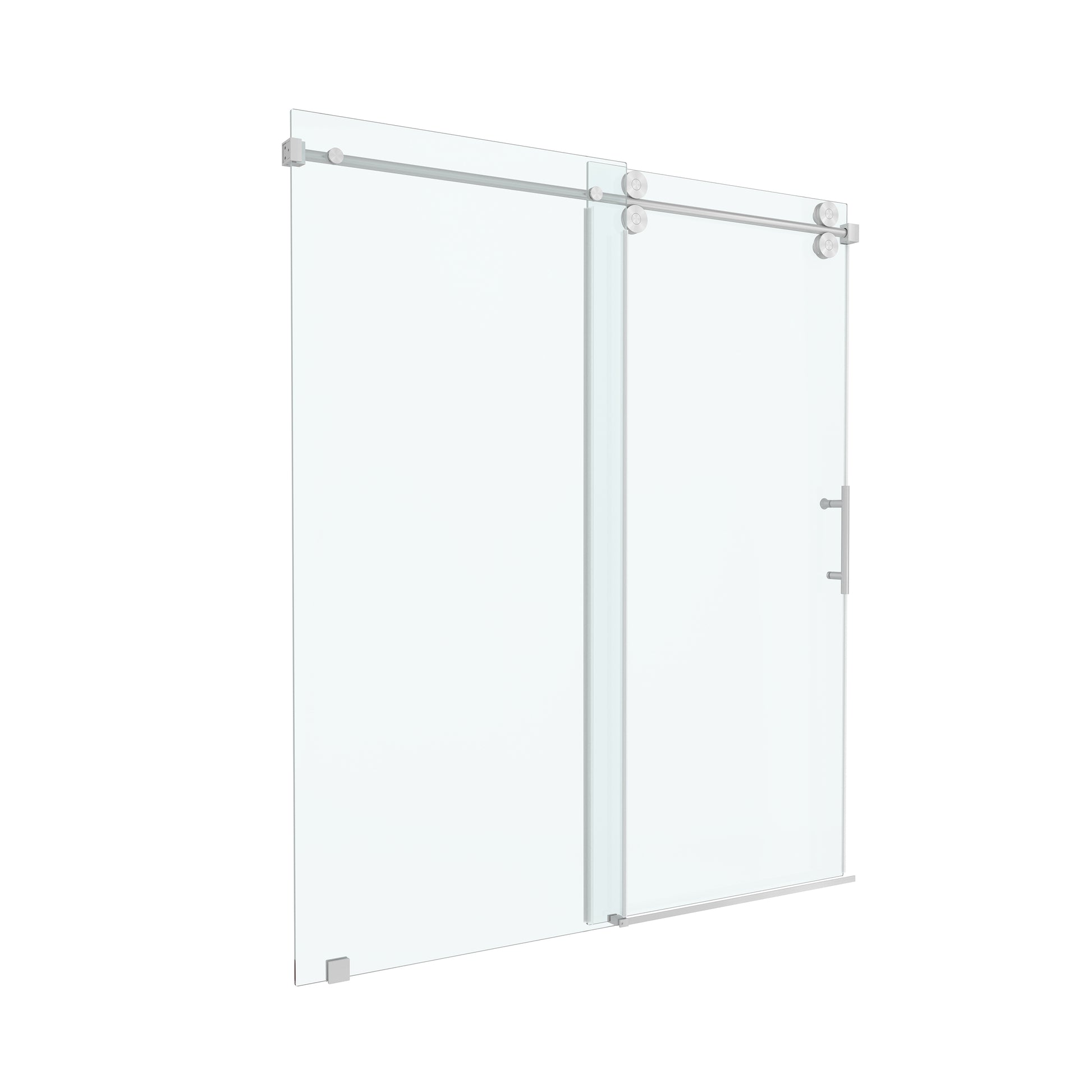 60"x66" Frameless Soft-Close Sliding Shower Door in Clear Glass, Reversible Installation