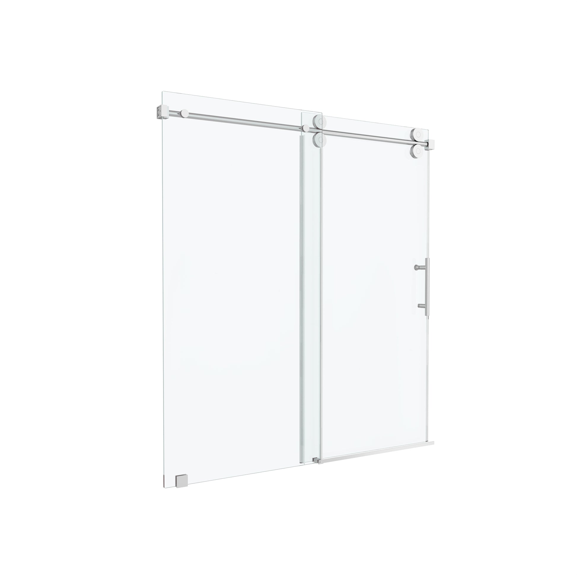 60"x66" Frameless Soft-Close Sliding Shower Door in Clear Glass, Reversible Installation