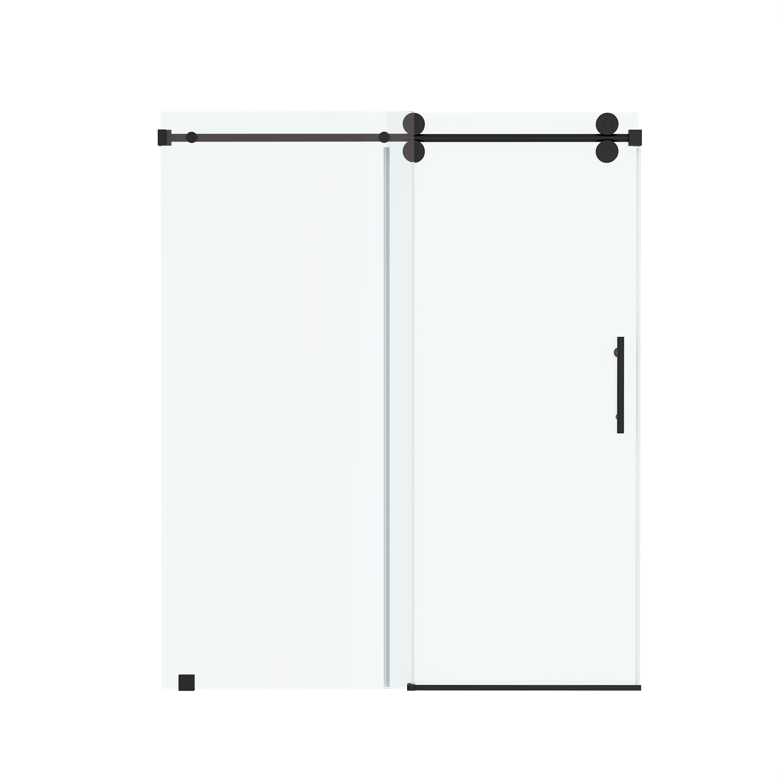 60"x76" Frameless Soft-Close Sliding Shower Door in Clear Glass, Reversible Installation