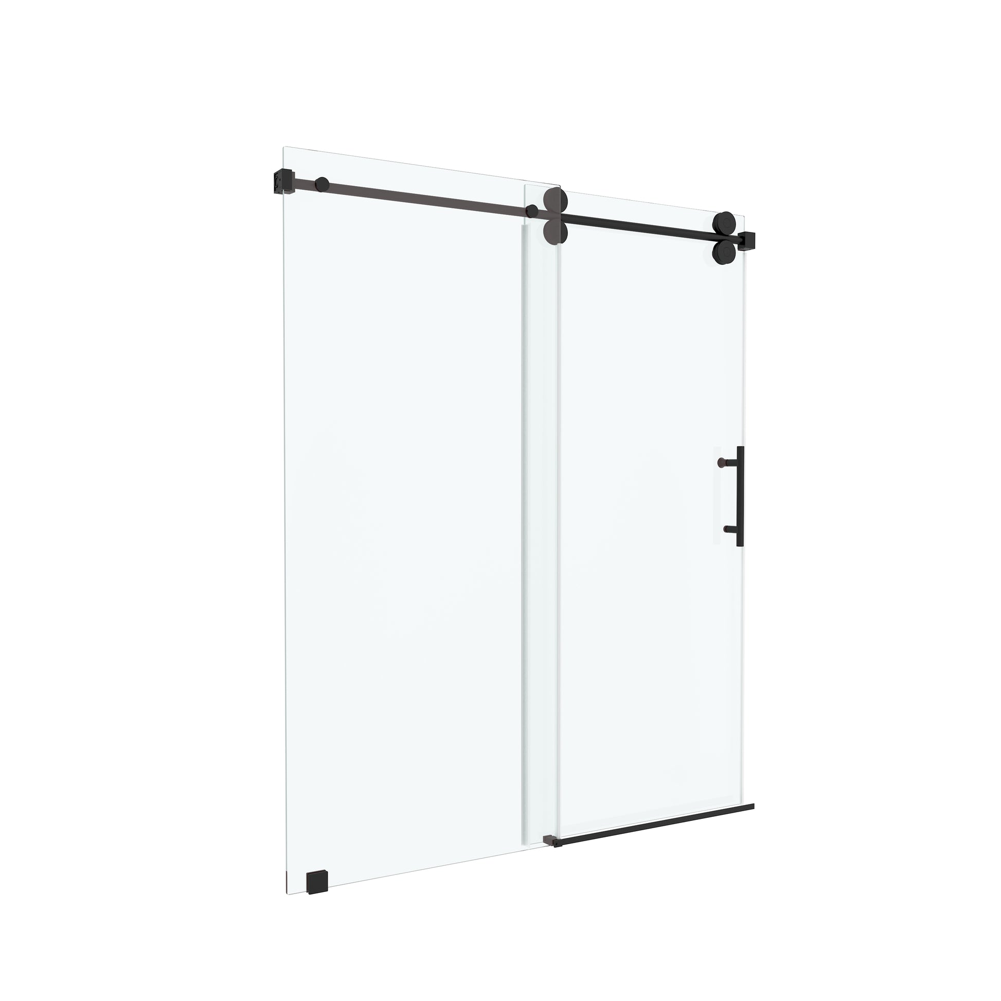 60"x76" Frameless Soft-Close Sliding Shower Door in Clear Glass, Reversible Installation