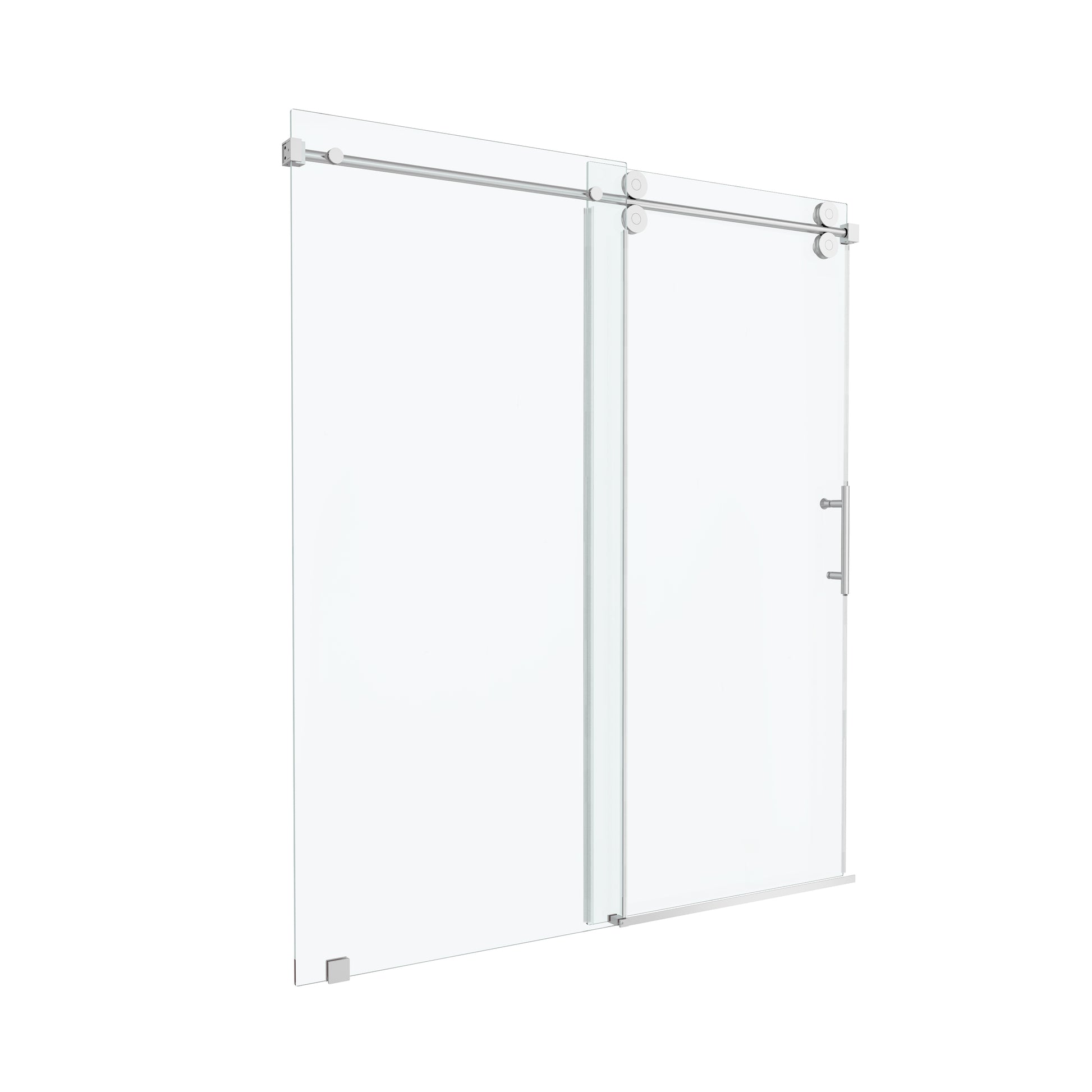 66"x76" Frameless Soft-Close Sliding Shower Door in Clear Glass, Reversible Installation