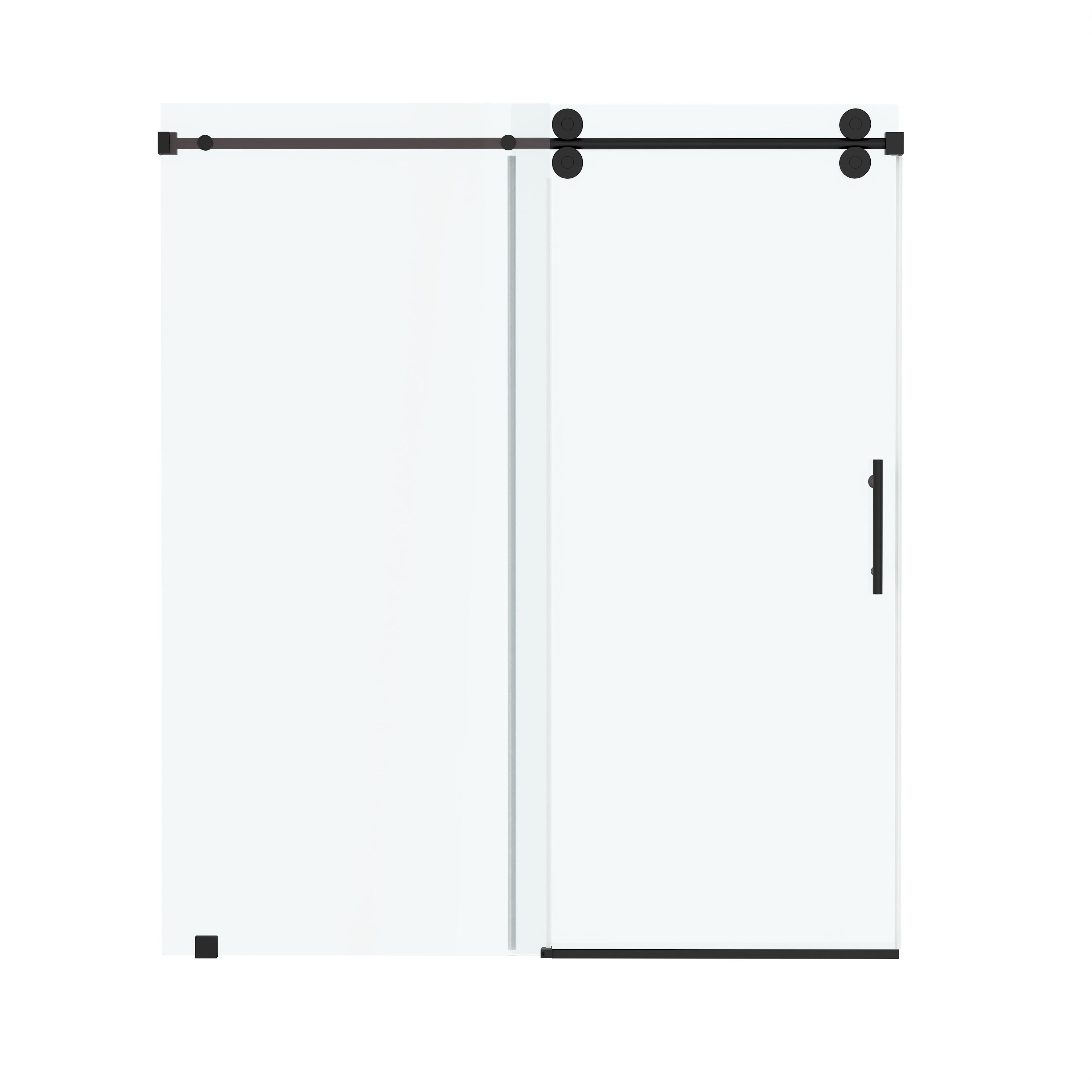 66"x76" Frameless Soft-Close Sliding Shower Door in Clear Glass, Reversible Installation