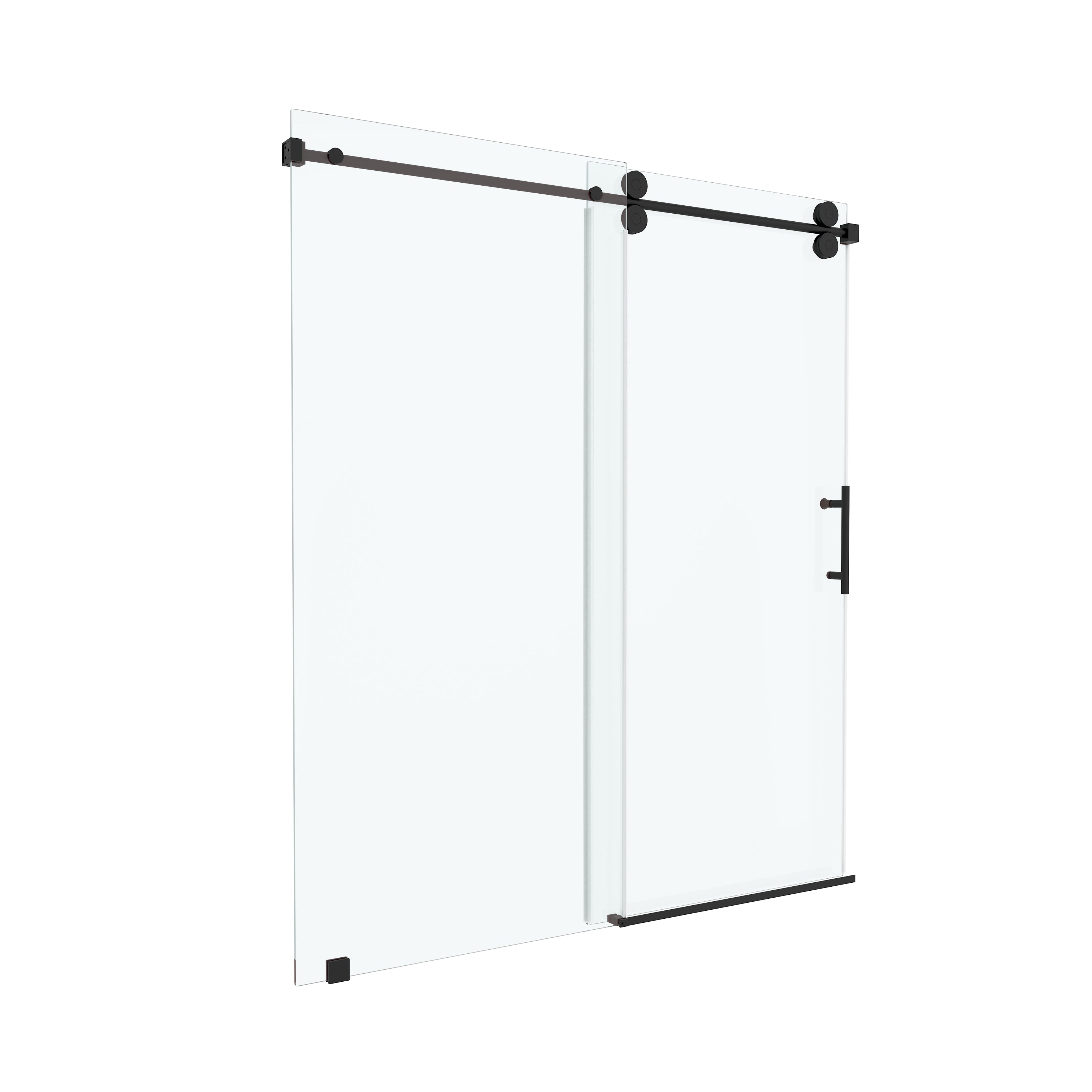 66"x76" Frameless Soft-Close Sliding Shower Door in Clear Glass, Reversible Installation