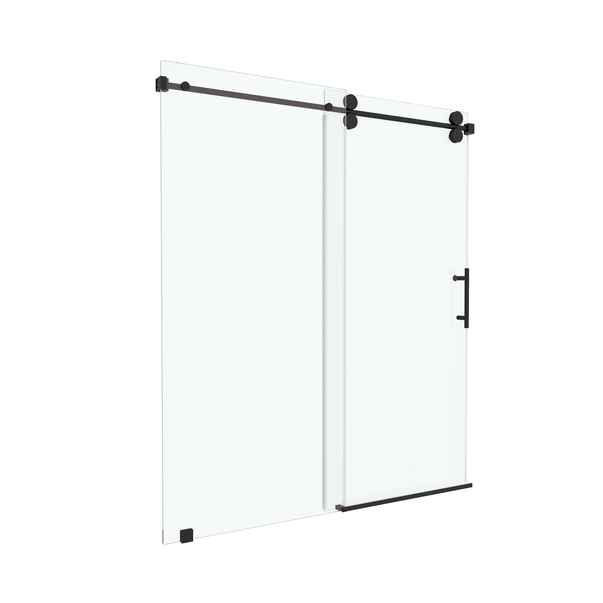 66"x76" Frameless Soft-Close Sliding Shower Door in Clear Glass, Reversible Installation