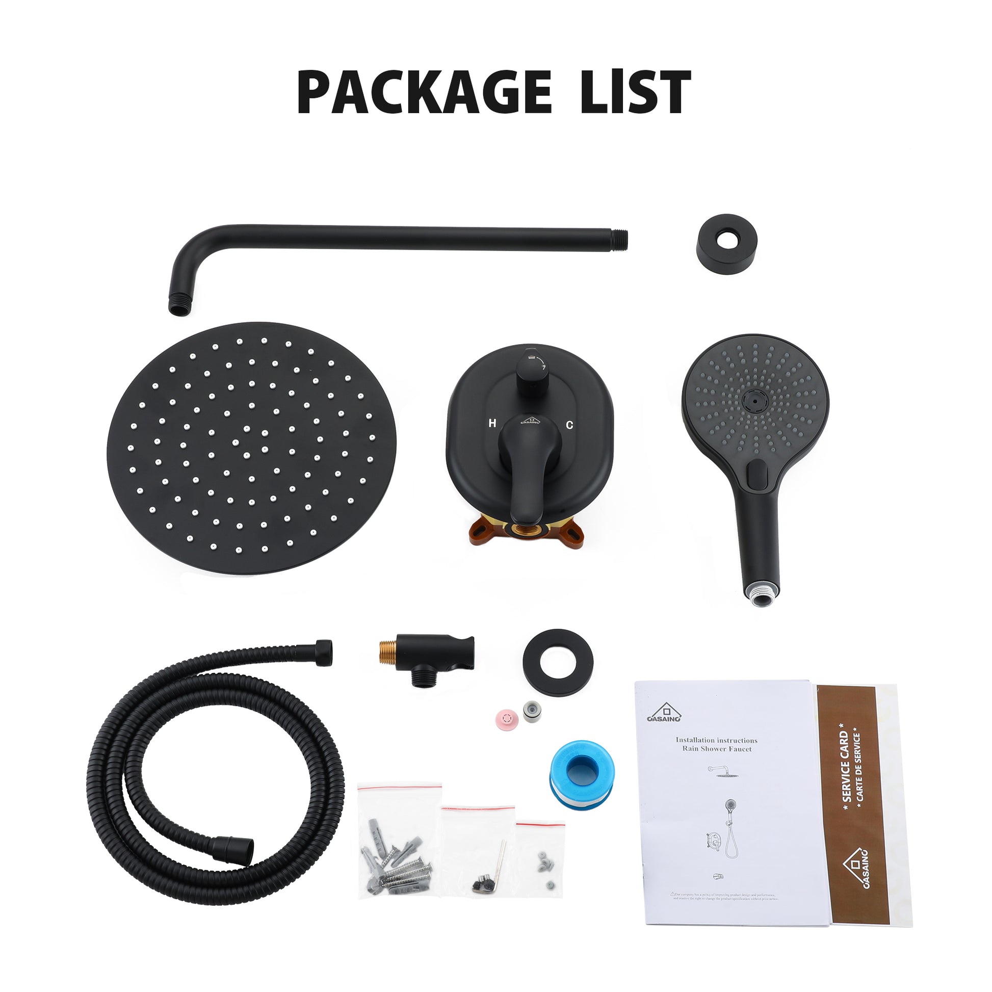 10" Wall-Mounted Rain Shower System with Handheld Shower