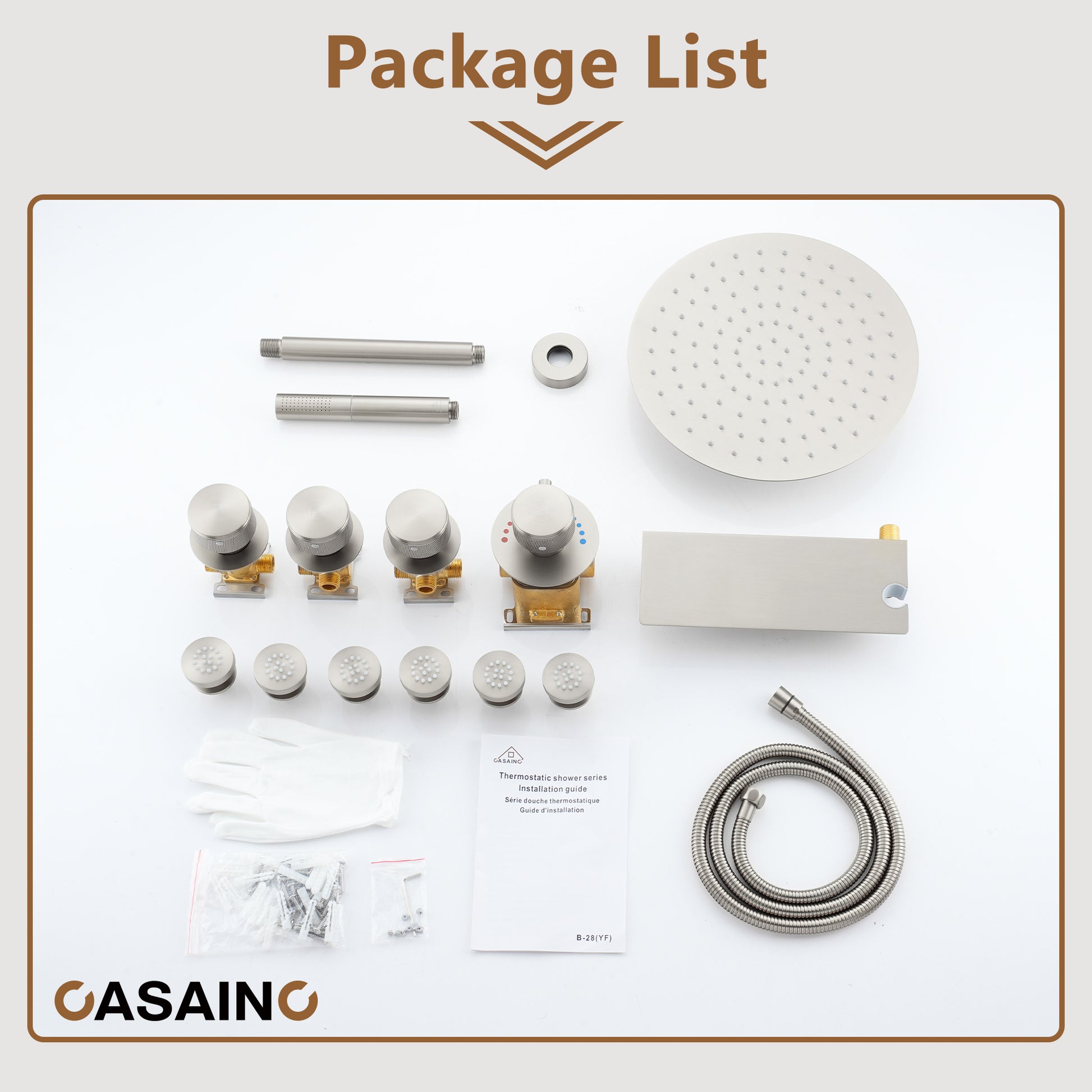 12" Shower System with Shelf, Handheld Shower with Lance Function