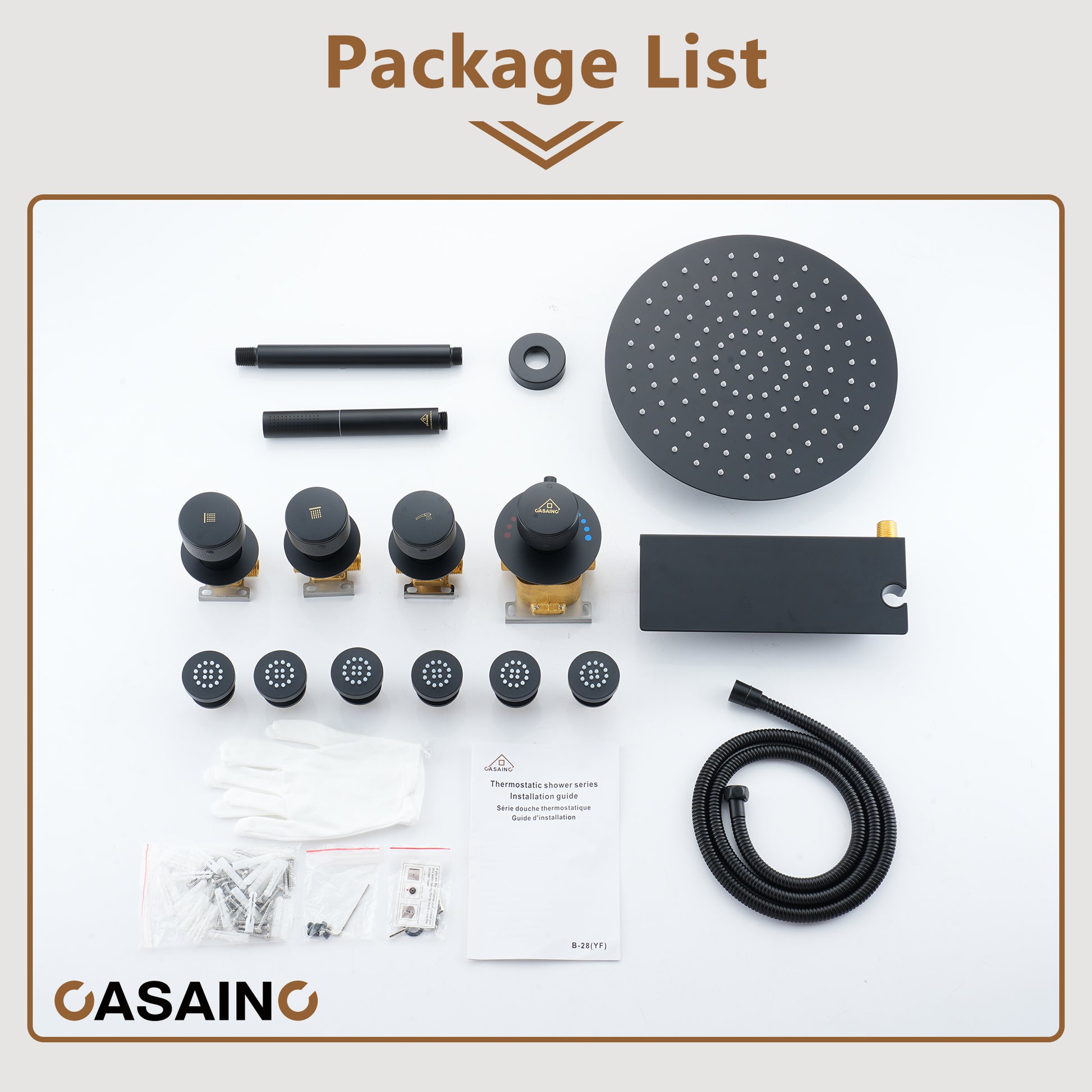 12" Shower System with Shelf, Handheld Shower with Lance Function