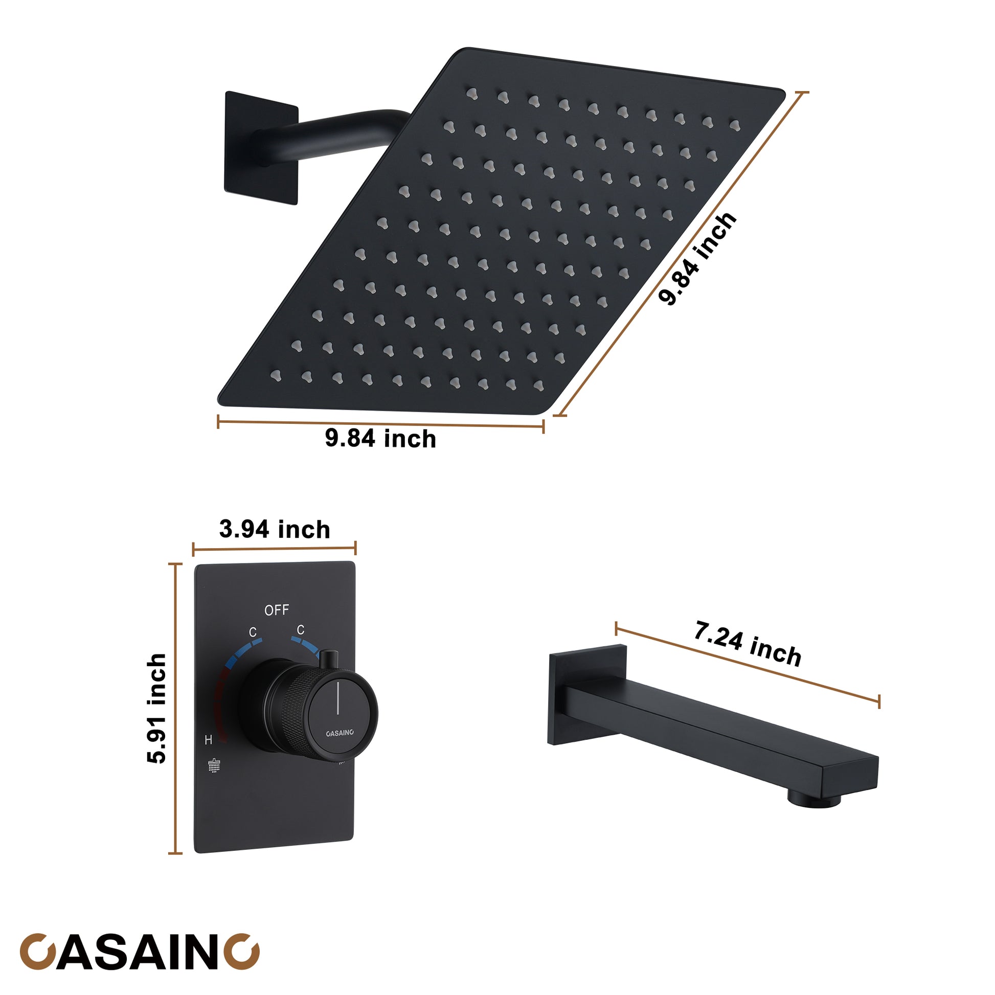 Casainc Dual Function Minimalist Design Showerhead Shower System