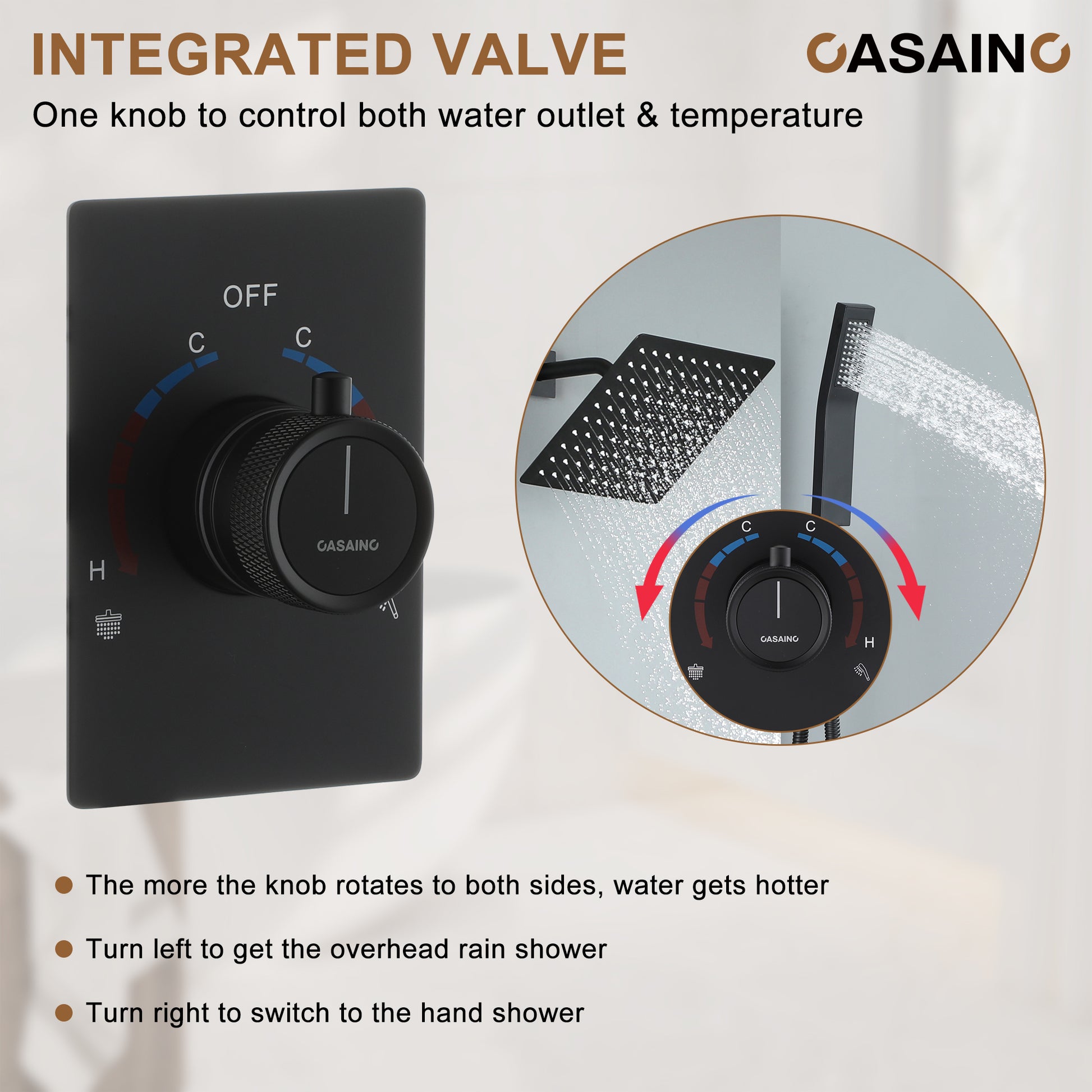 10" Wall Mount Dual Function Showerhead Thermostatic Shower System