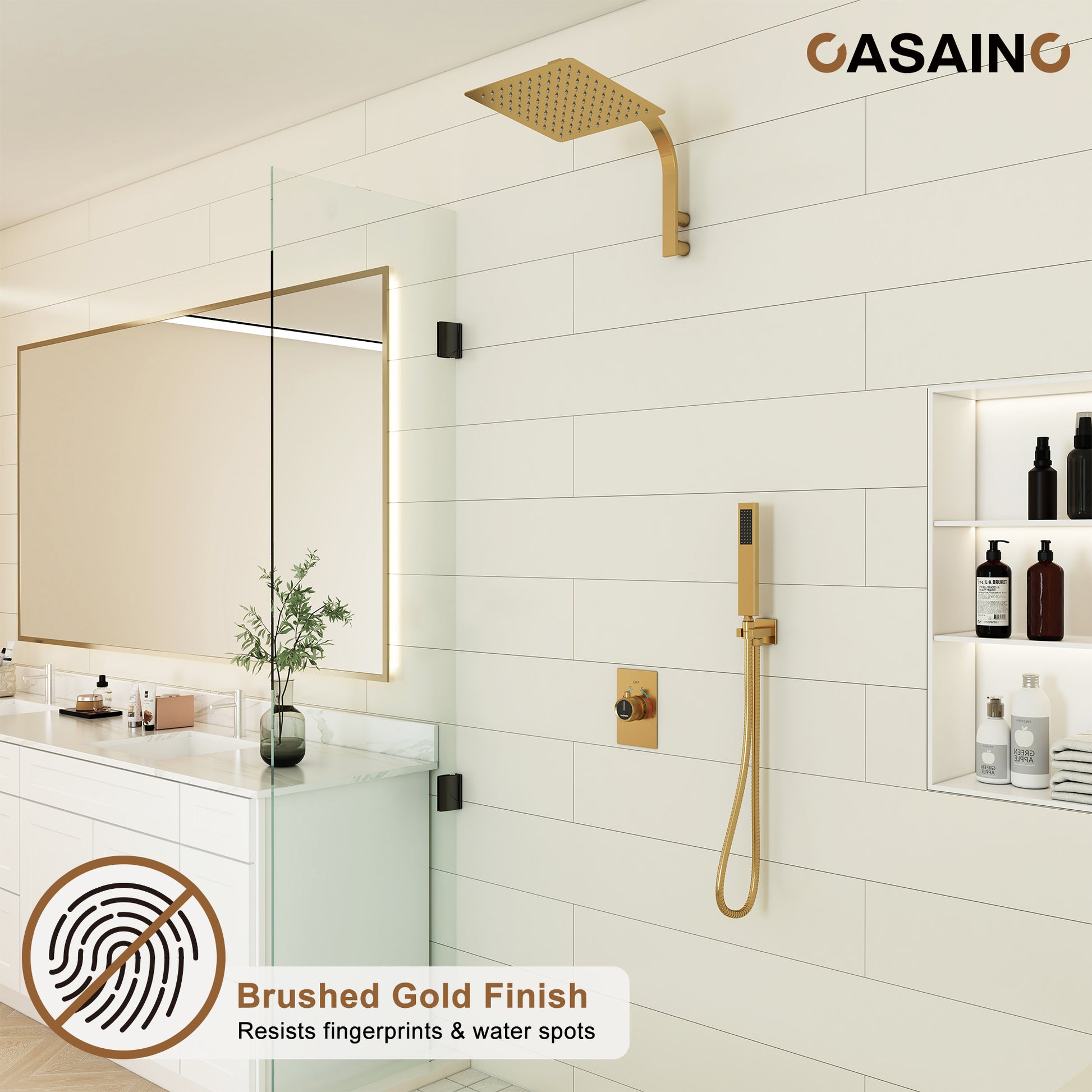 10" Wall Mounted Rain Shower System With Handheld & Unique Shower Arm