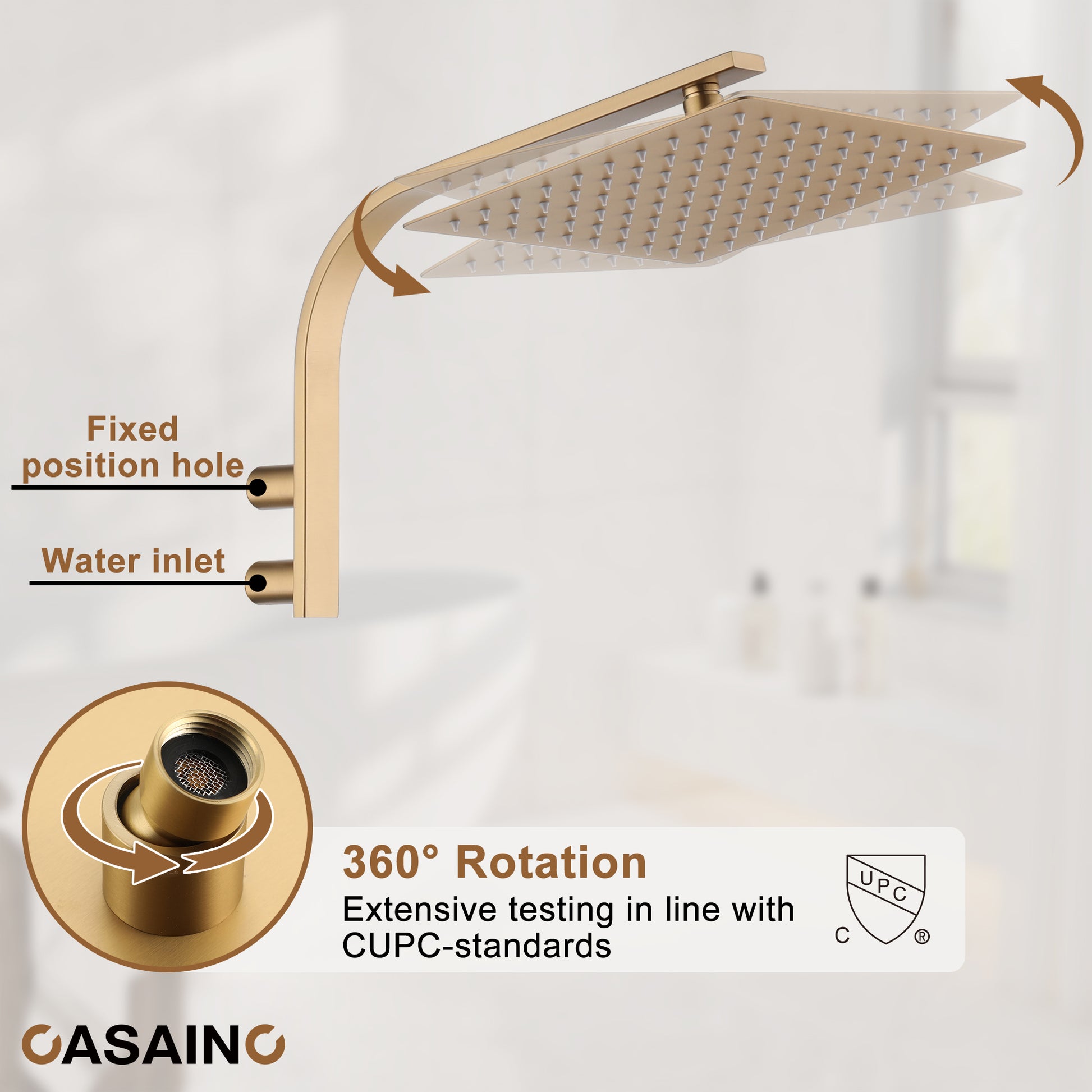 10" Wall Mounted Rain Shower System With Handheld & Unique Shower Arm
