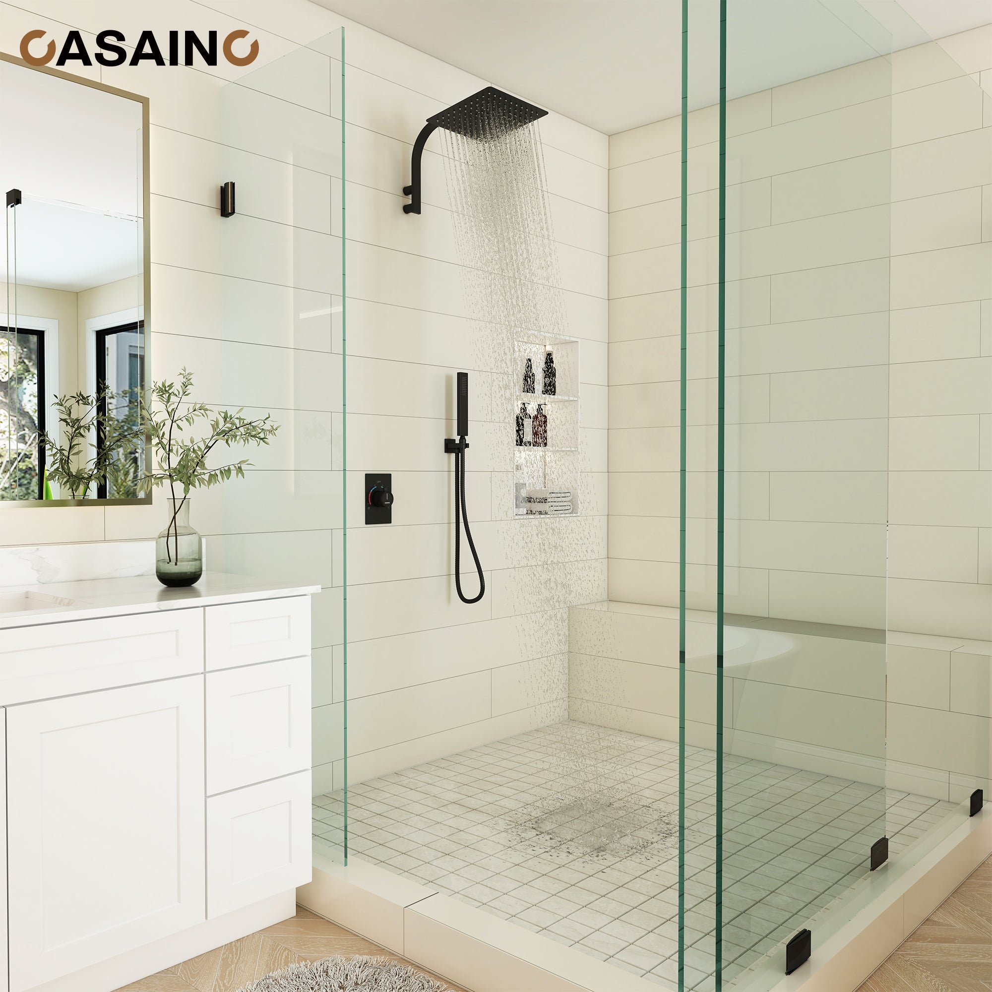 10" Wall Mounted Rain Shower System With Handheld & Unique Shower Arm