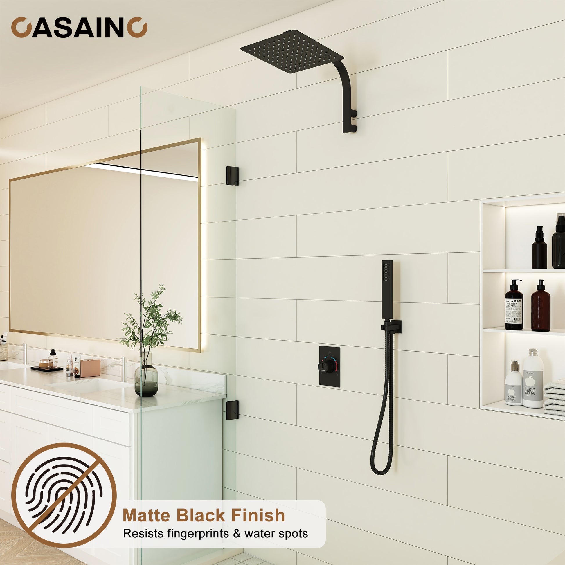 10" Wall Mounted Rain Shower System With Handheld & Unique Shower Arm