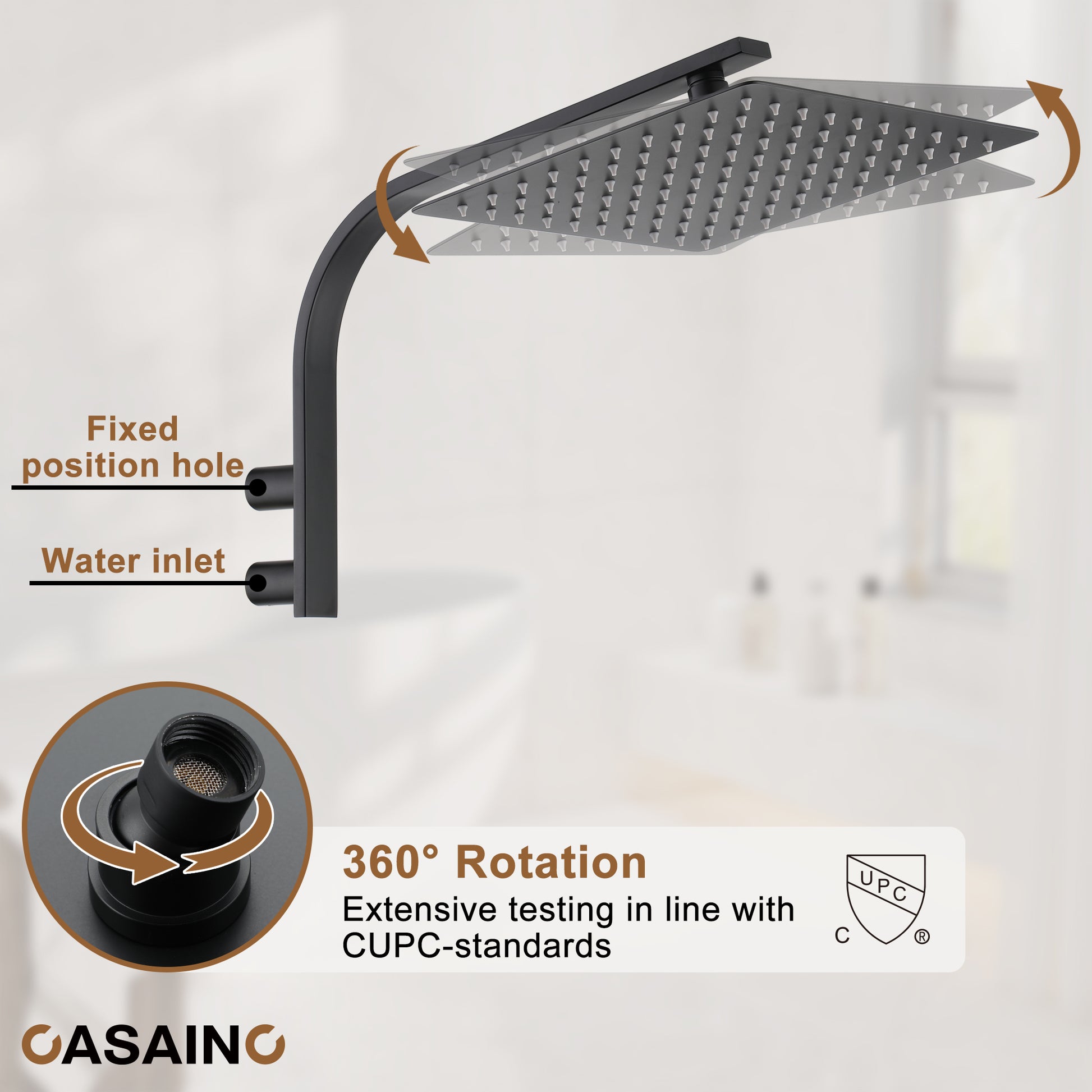 10" Wall Mounted Rain Shower System With Handheld & Unique Shower Arm