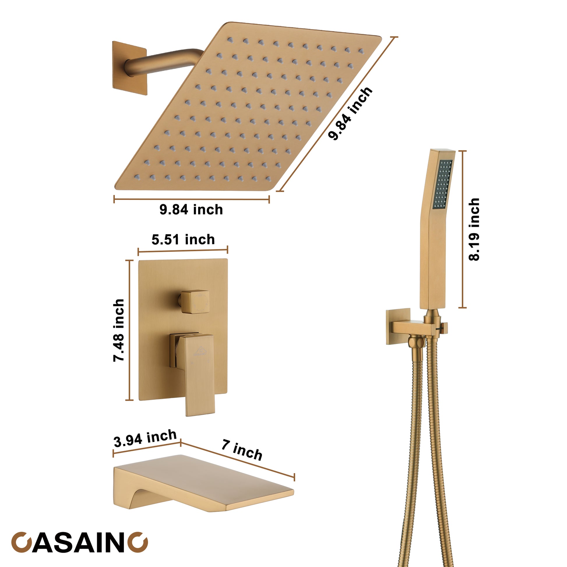 3-Function Thermostatic Shower System Anti-Fingerprint with Hand Shower