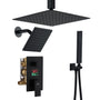 Deluxe Dual Shower Head Shower System With Digital Display Of Temperature with Hand Showers in Matte Black (pressure balance valve included)
