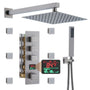 Deluxe 3-Function Shower With Digital Display Of Temperature Shower System With 6 Side Body Jets, Quality Promise Digital Showers, Rainfall Shower Heads
