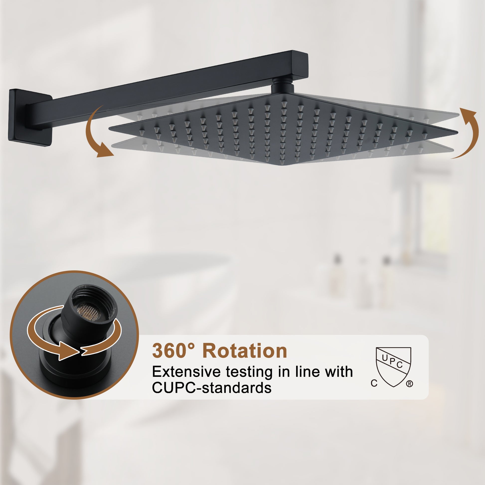 12" Wall Mount Deluxe Shower System With Digital Display & 6 Body Jets