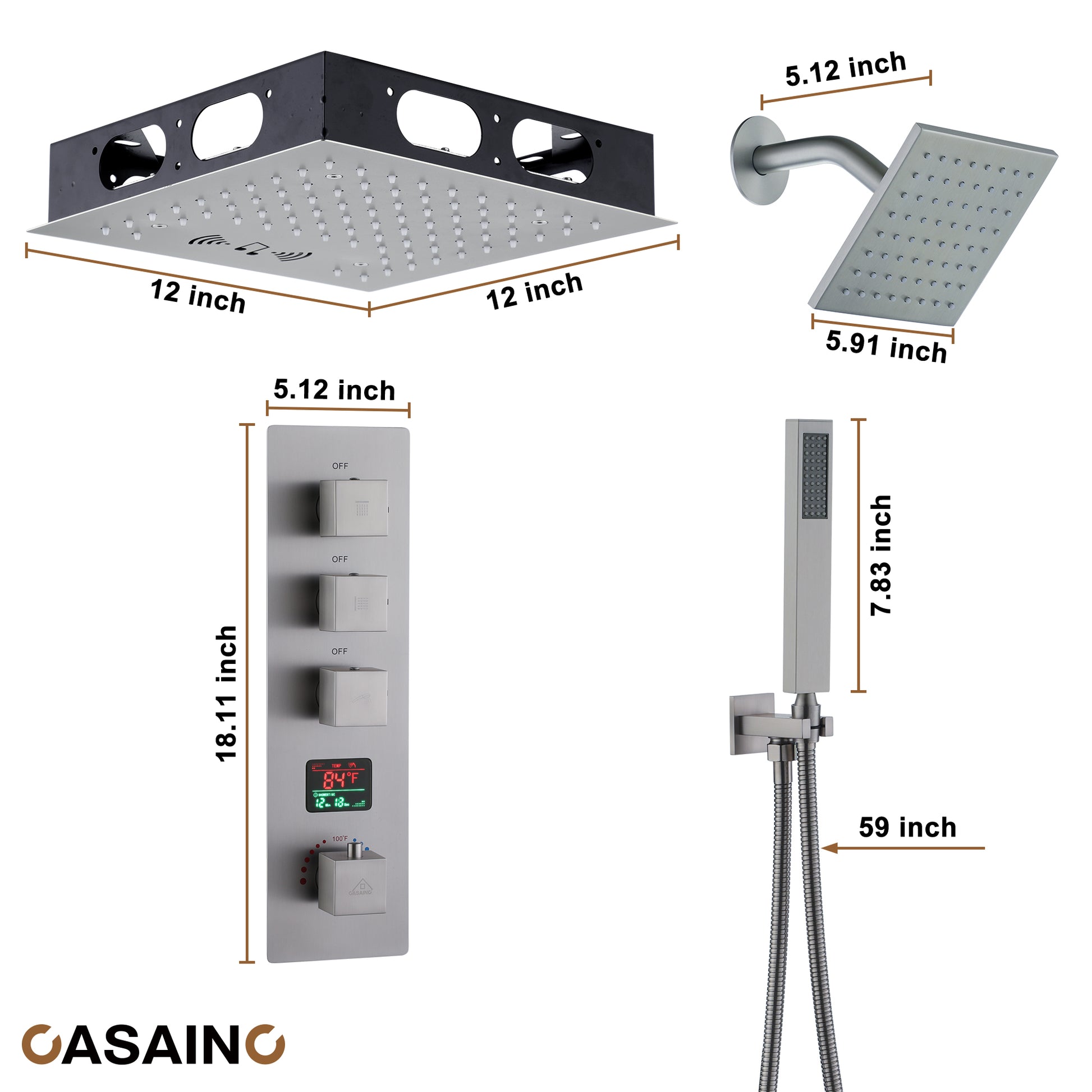 Luxurious Showerhead Shower System With 64 Colors Of Led Lighting And Bluetooth Technology