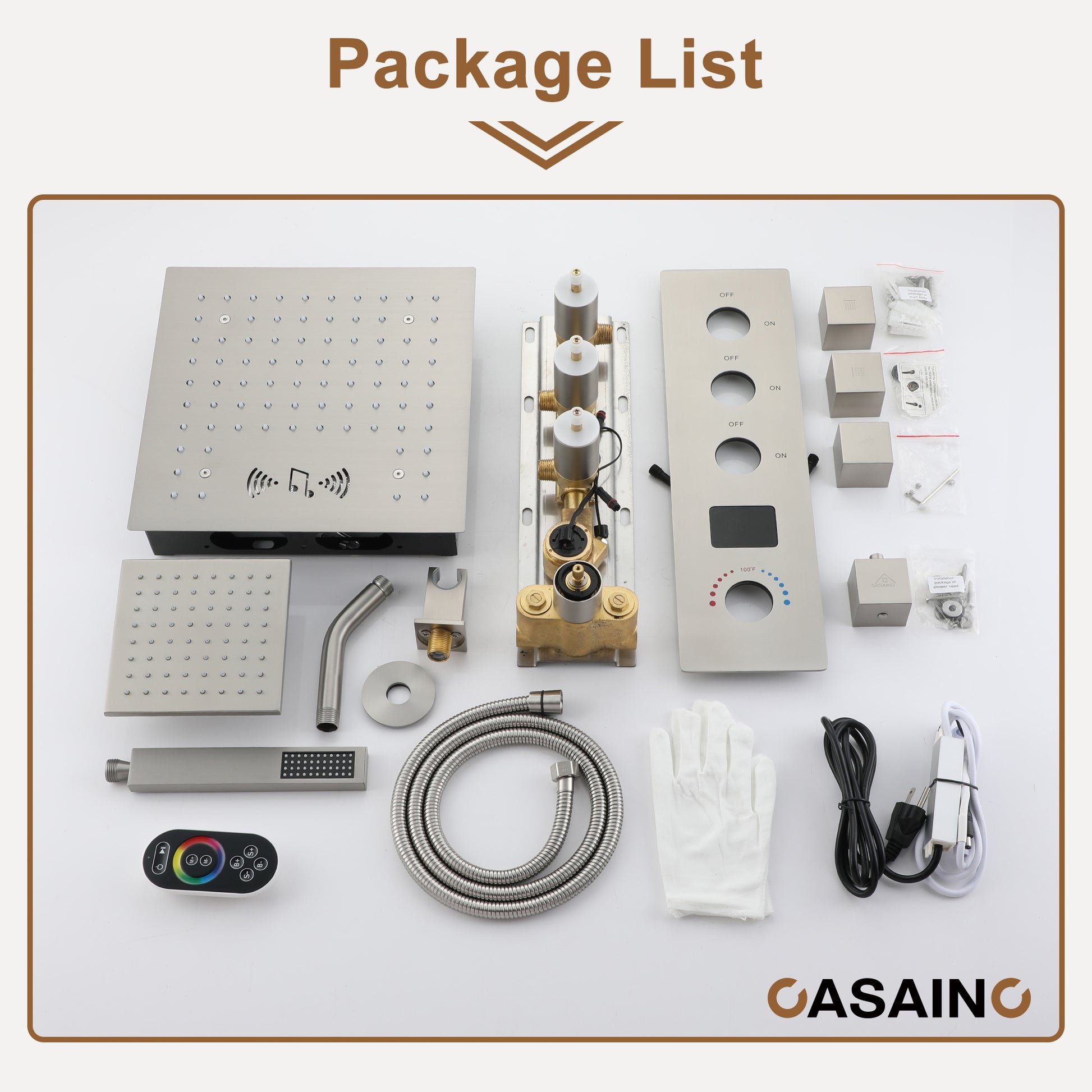 Luxurious Showerhead Shower System With 64 Colors Of Led Lighting And Bluetooth Technology