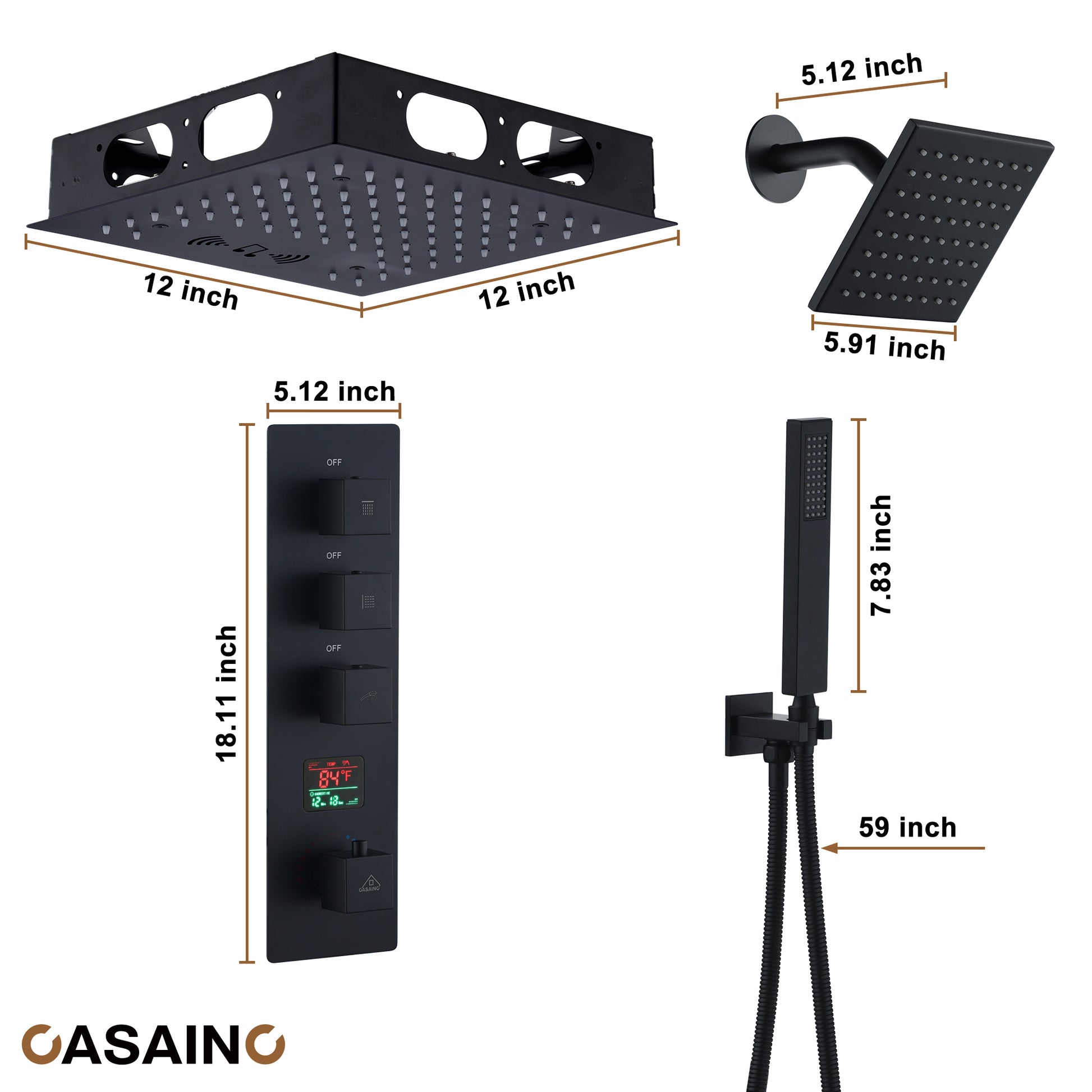 Luxurious Showerhead Shower System With 64 Colors Of Led Lighting And Bluetooth Technology