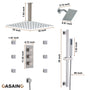 16-Inch Boom Showerhead And 6-Inch Wall Bar Showerhead Deluxe Showerhead Shower System With Slider Bar And 6 Side Sprayers
