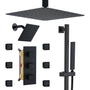 16-inch Boom Showerhead And 6-inch Wall Bar Showerhead Deluxe Showerhead Shower System With Slider Bar And 6 Side Sprayers, Handheld Shower in Matte Black, High End Shower
