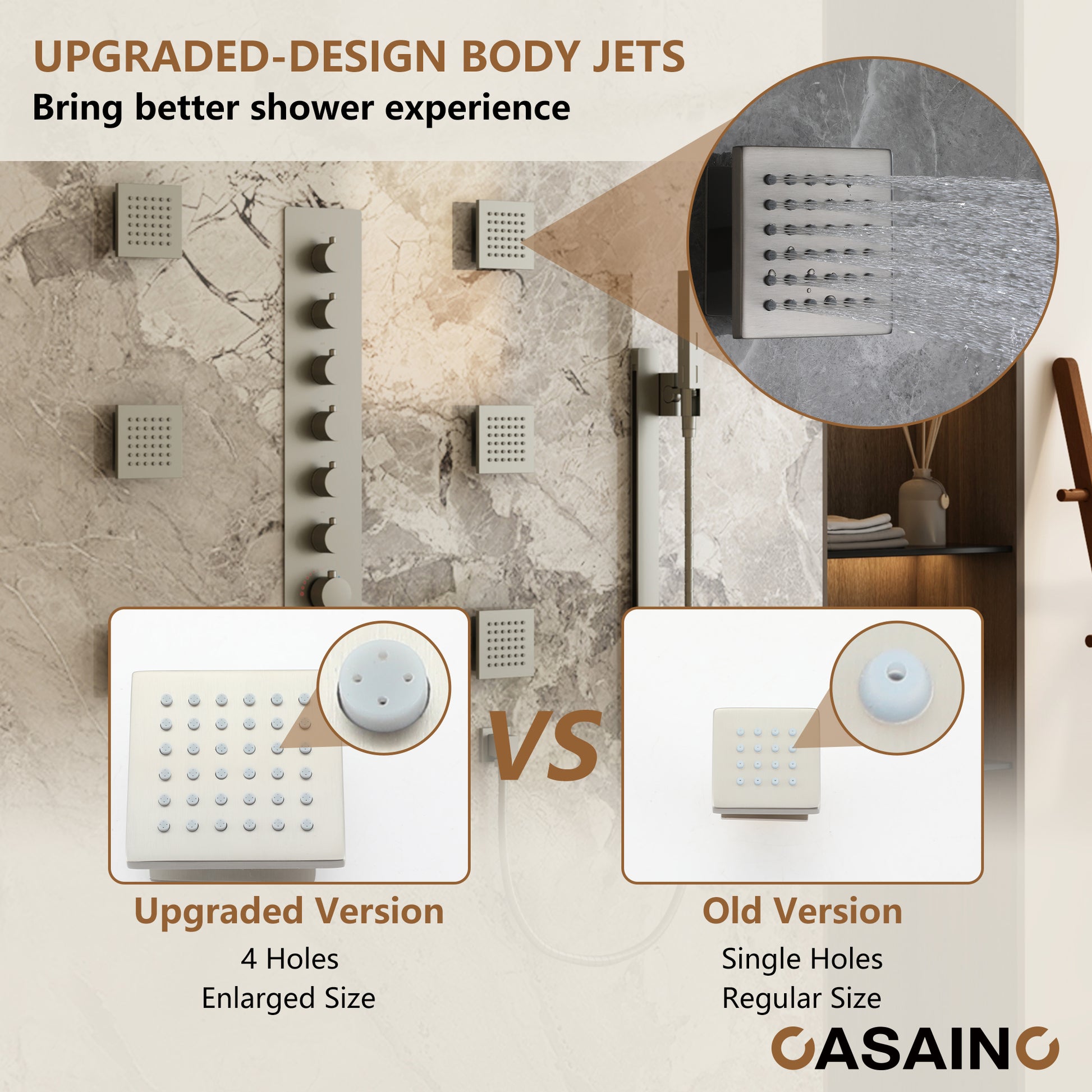 6-Function Luxury Thermostatic Shower System with 64 Color LED Lights & Slide Bar