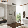 Rectangle Thermostatic Complete Shower System with LED Lights & Slide Bar
