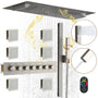 Rectangle Thermostatic Complete Shower System with LED Lights & Slide Bar