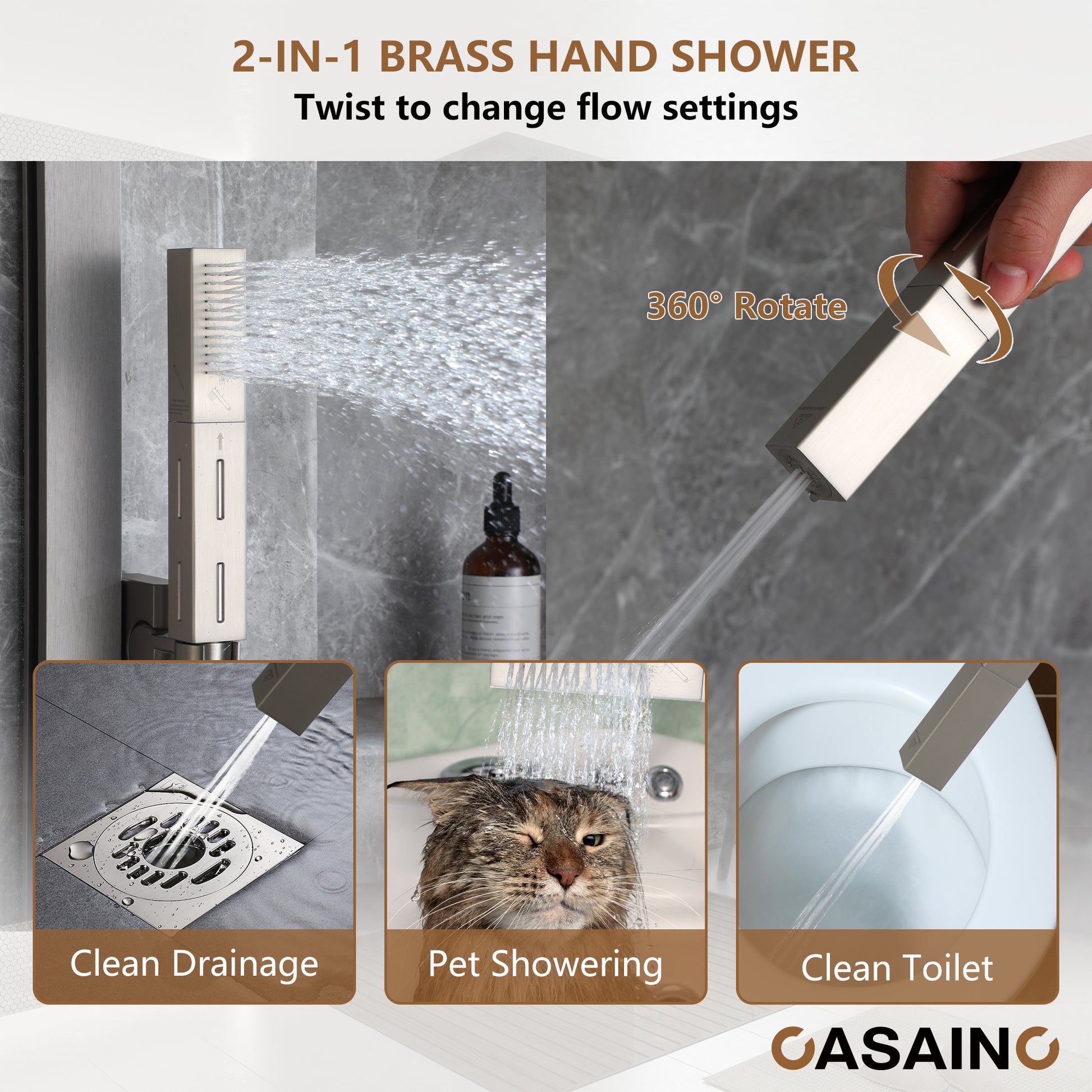 Rectangle Thermostatic Complete Shower System with LED Lights & Slide Bar