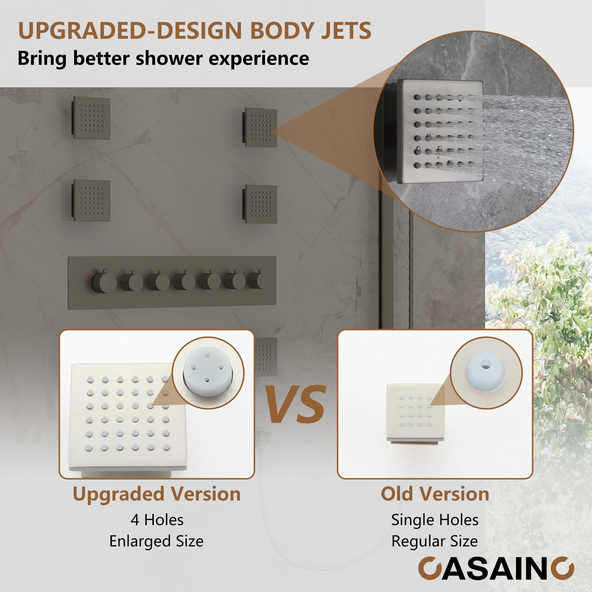 Rectangle Thermostatic Complete Shower System with LED Lights & Slide Bar