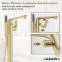 Stand Alone Brass Tub Faucet Waterfall Freestanding Bathtub Filler with Hand Shower