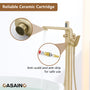Stand Alone Brass Tub Faucet Waterfall Freestanding Bathtub Filler with Hand Shower