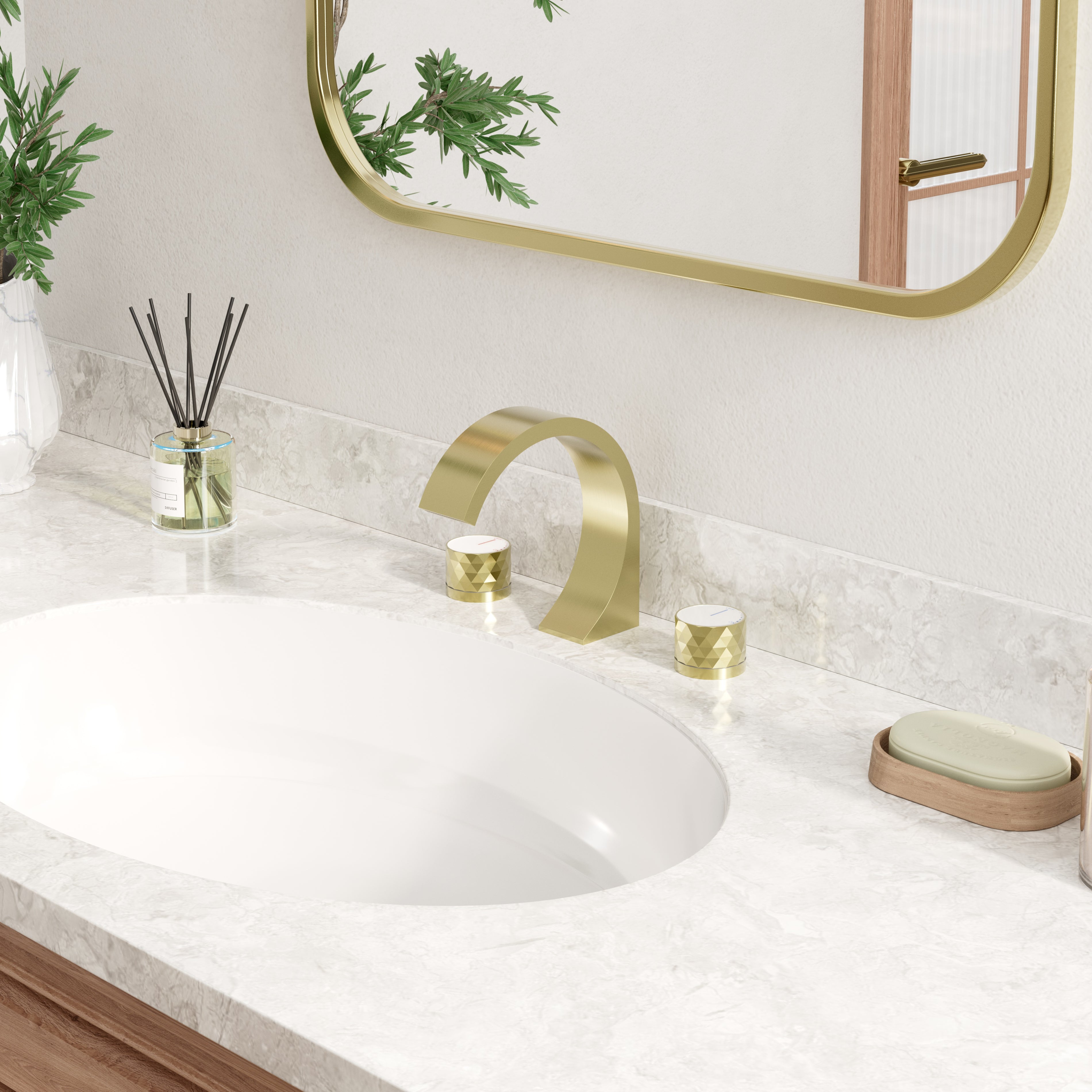 Modern Design 2-Handle Centerset Bathroom Faucet with Pop-up Drain