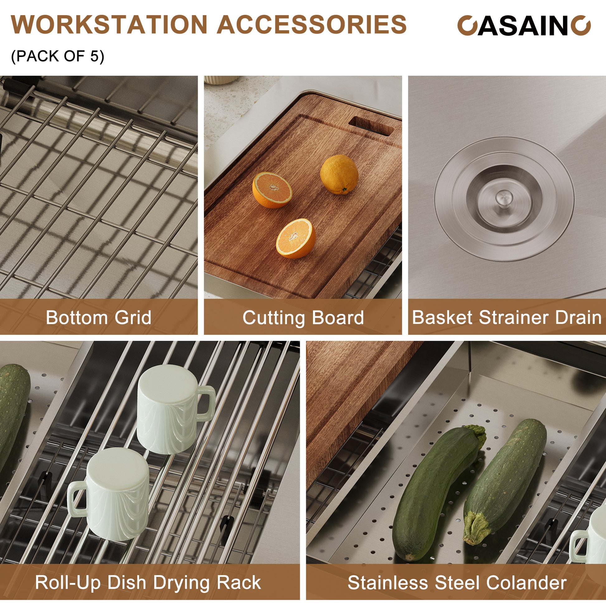 CASAINC 33 inch Stainless Steel Topmount Workstation Kitchen Sink