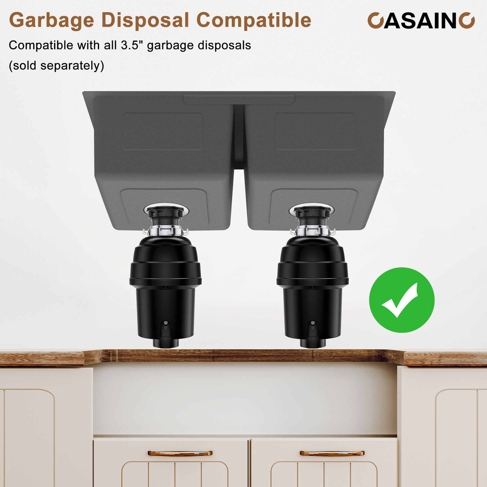 CASAINC 31 inch SUS304 Stainless Steel Double Bowl Undermount Workstation Kitchen Sink 18 gauge
