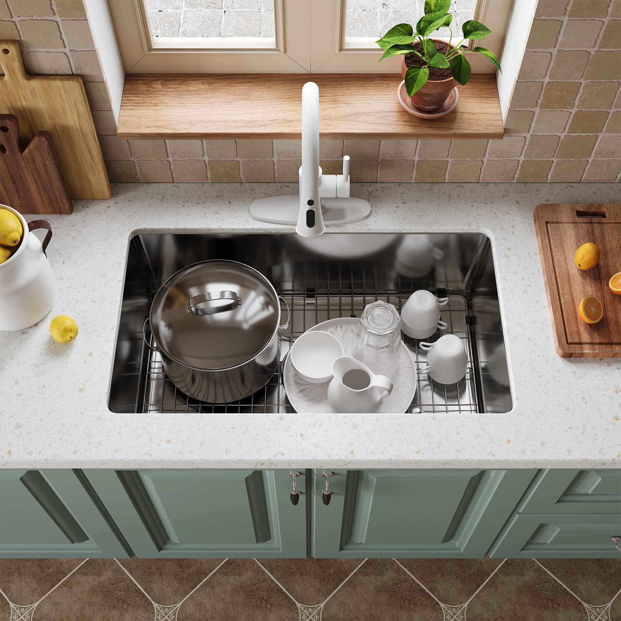 CASAINC 31 inch SUS304 Stainless Steel Undermount Workstation Kitchen Sink 18 gauge