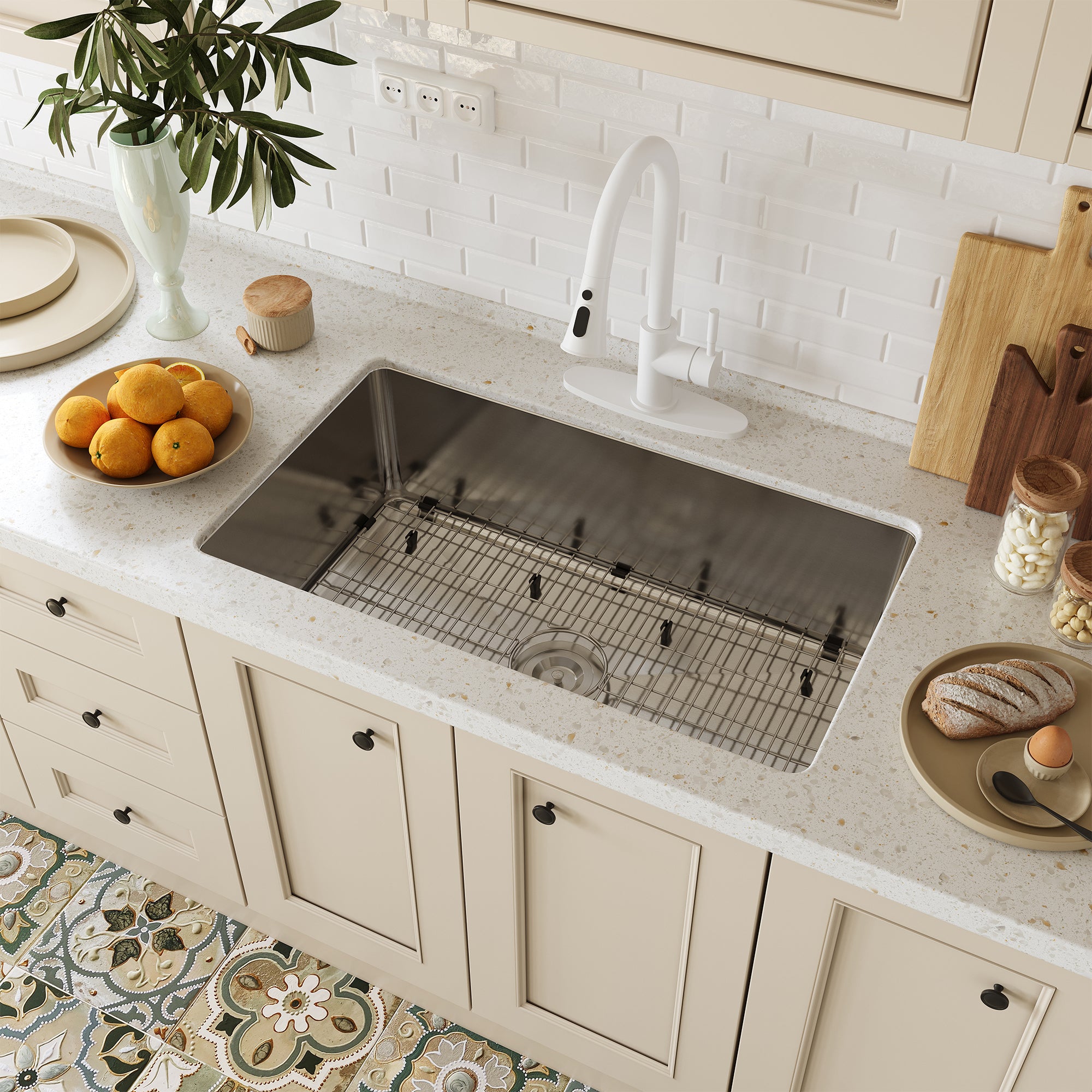 CASAINC 31 inch SUS304 Stainless Steel Undermount Workstation Kitchen Sink 18 gauge