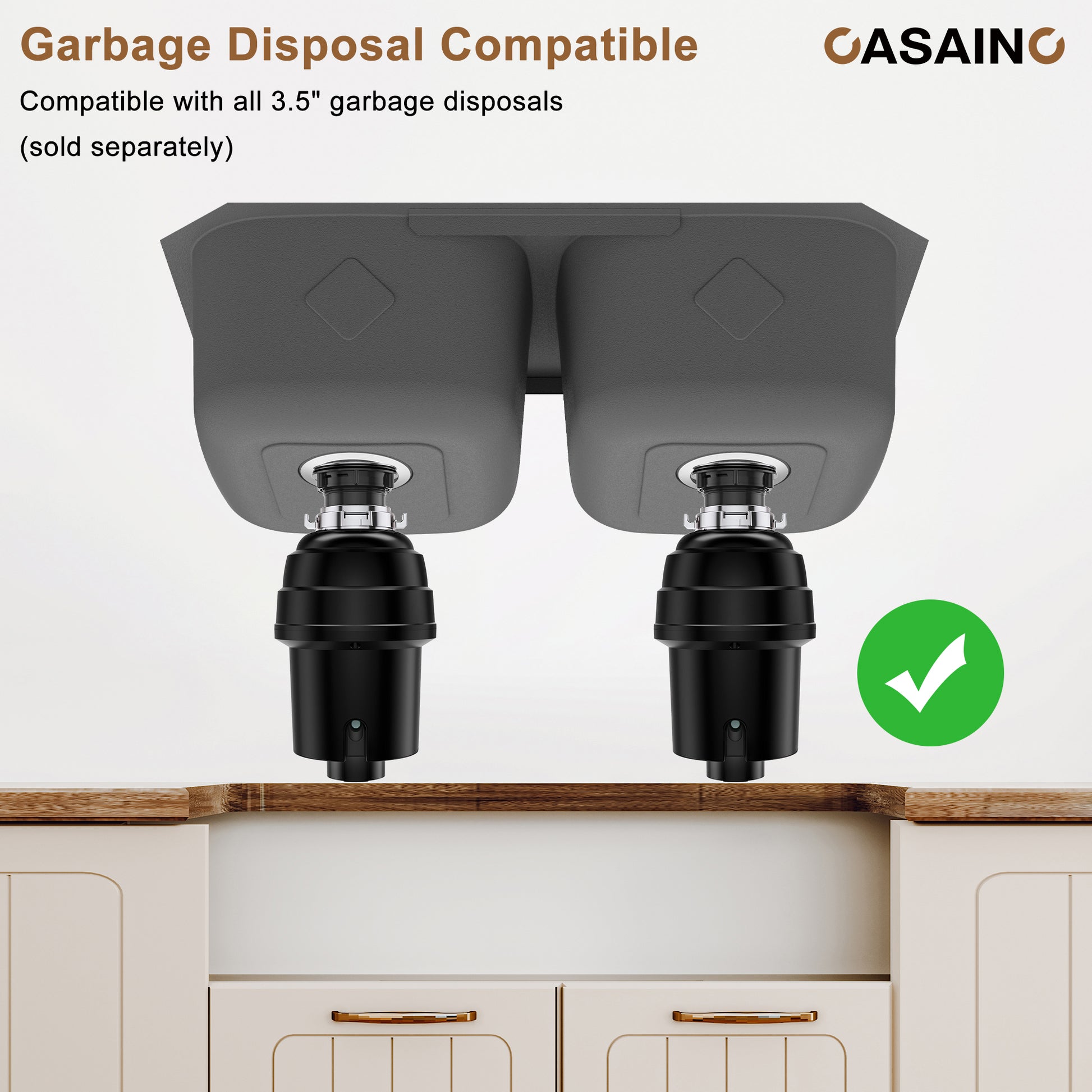 CASAINC 32 inch SUS304 Stainless Steel Double Bowl Undermount Workstation Kitchen Sink 18 gauge