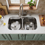 CASAINC 32 inch SUS304 Stainless Steel Double Bowl Undermount Workstation Kitchen Sink 18 gauge